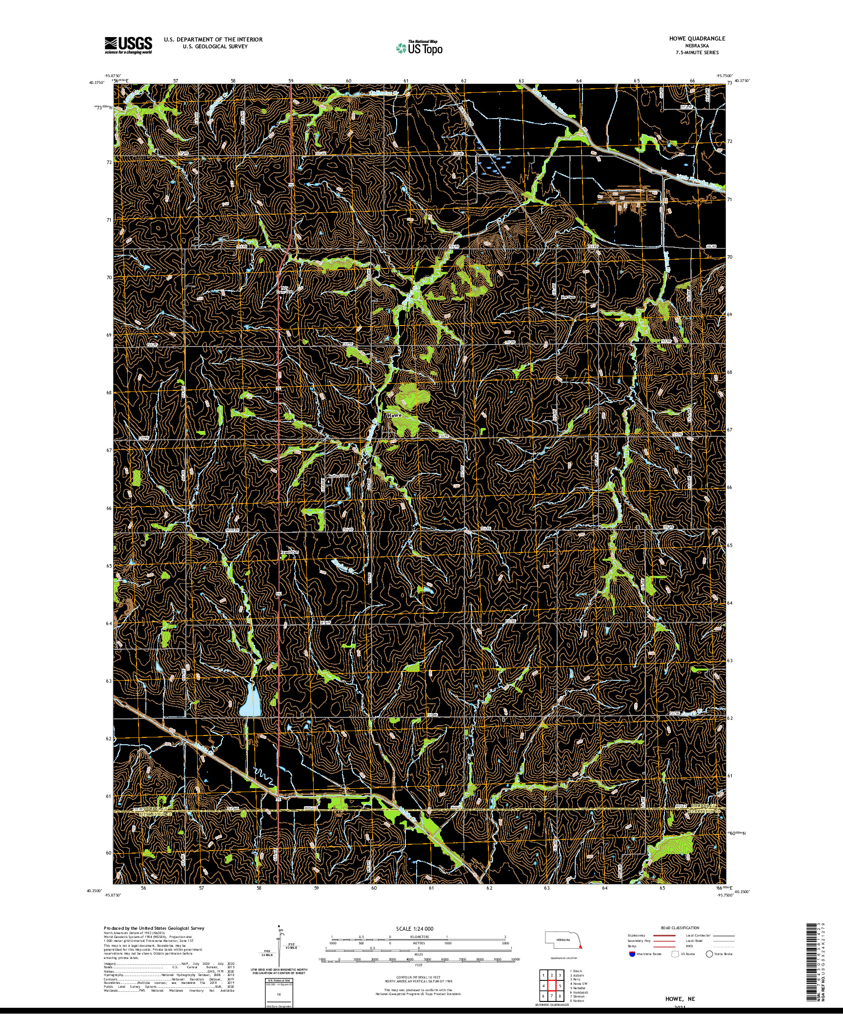 USGS US TOPO 7.5-MINUTE MAP FOR HOWE, NE 2021