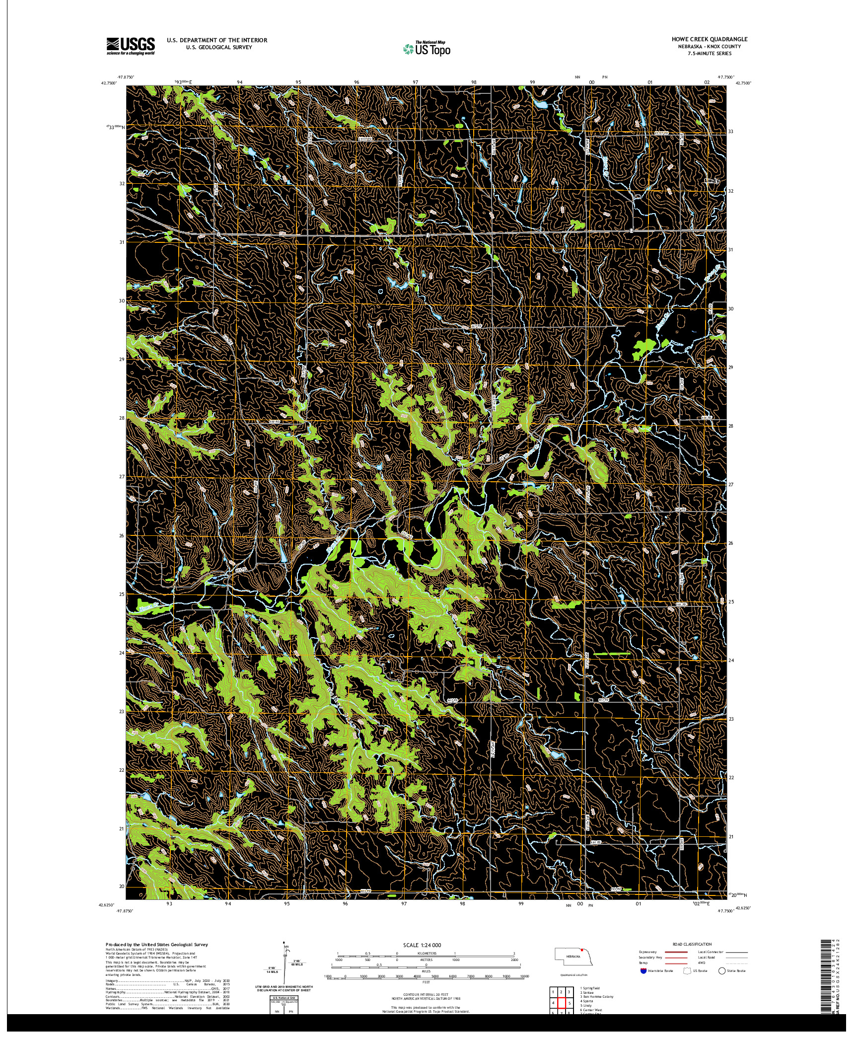 USGS US TOPO 7.5-MINUTE MAP FOR HOWE CREEK, NE 2021