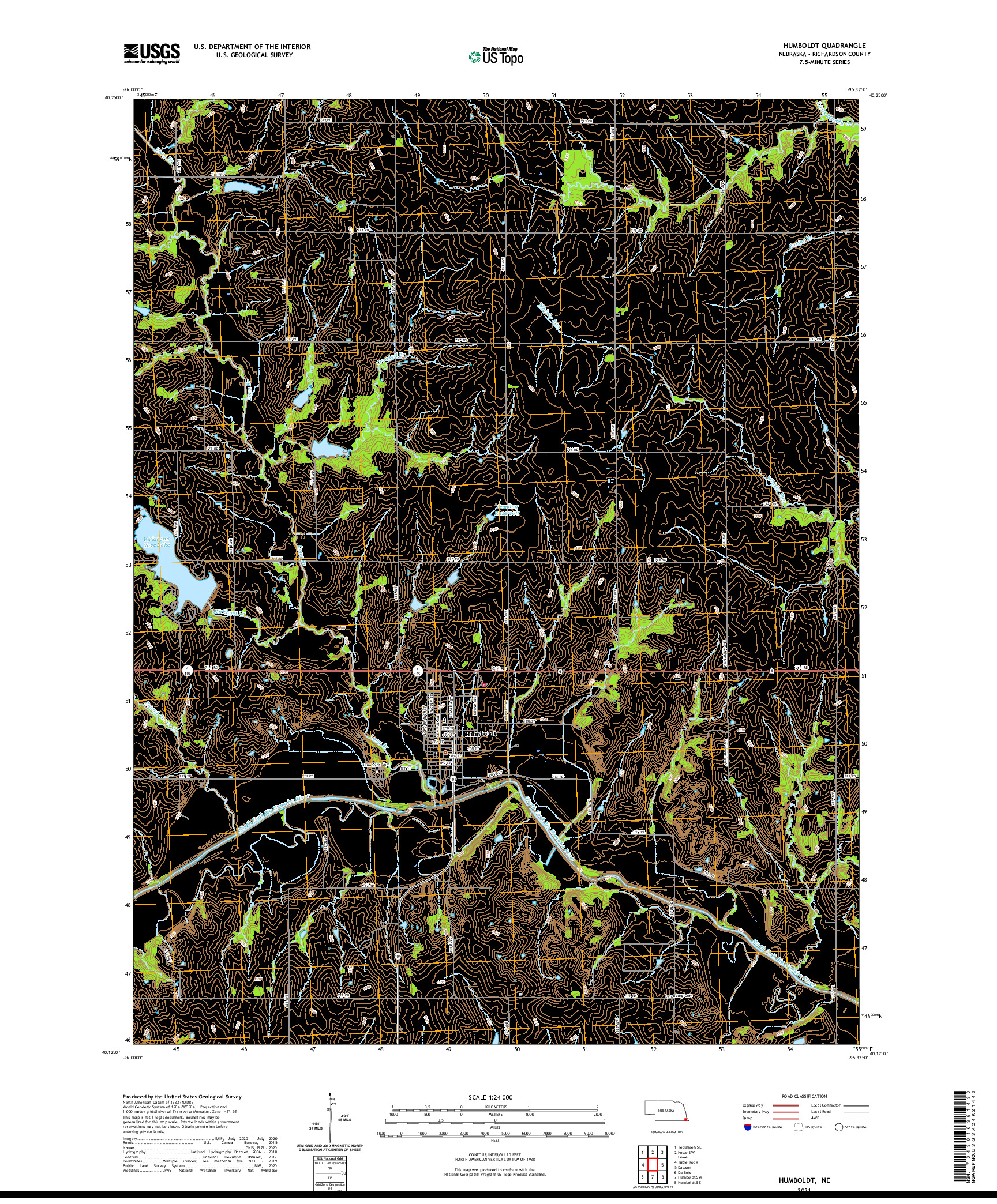 USGS US TOPO 7.5-MINUTE MAP FOR HUMBOLDT, NE 2021