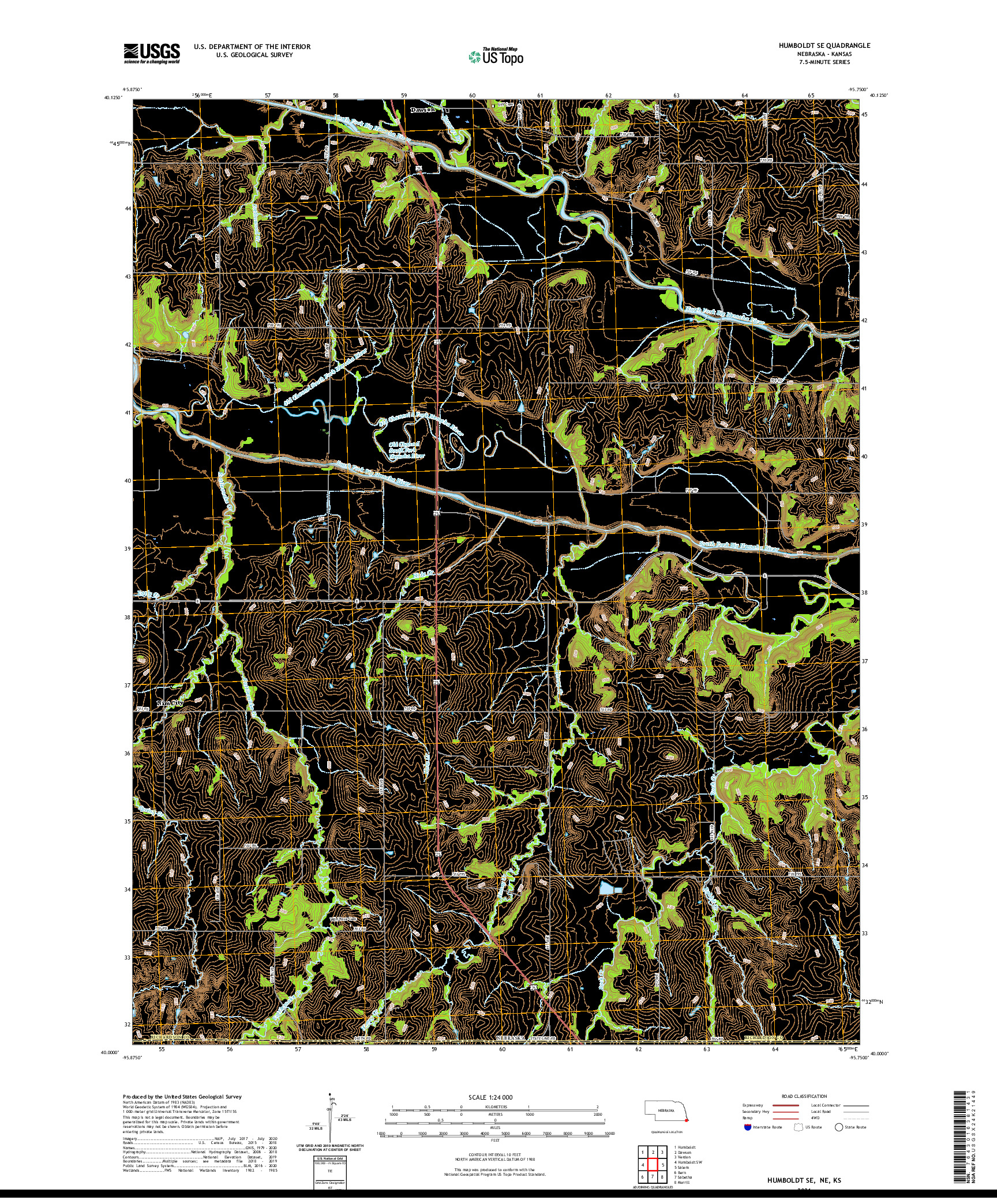 USGS US TOPO 7.5-MINUTE MAP FOR HUMBOLDT SE, NE,KS 2021