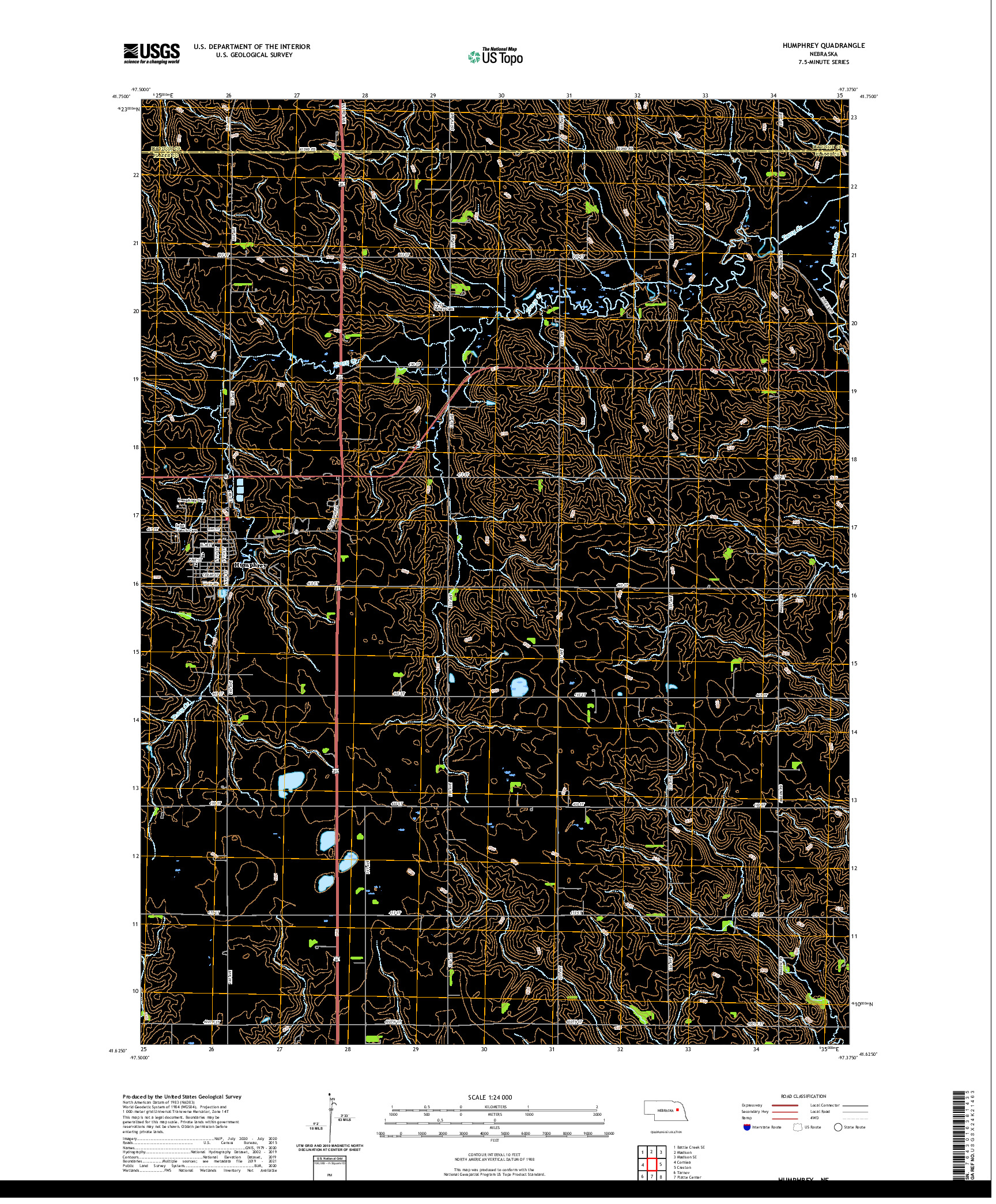 USGS US TOPO 7.5-MINUTE MAP FOR HUMPHREY, NE 2021