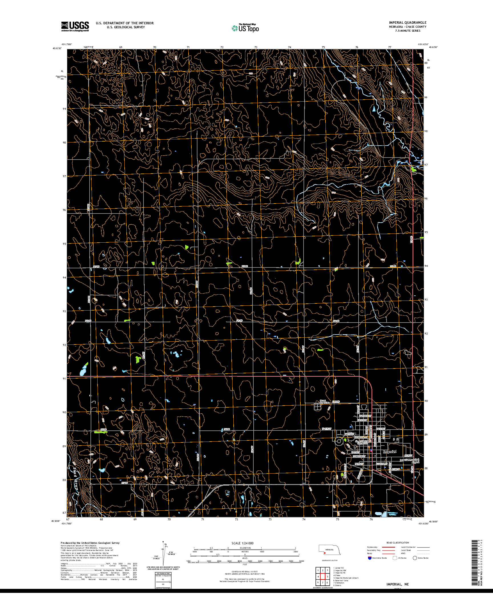 USGS US TOPO 7.5-MINUTE MAP FOR IMPERIAL, NE 2021
