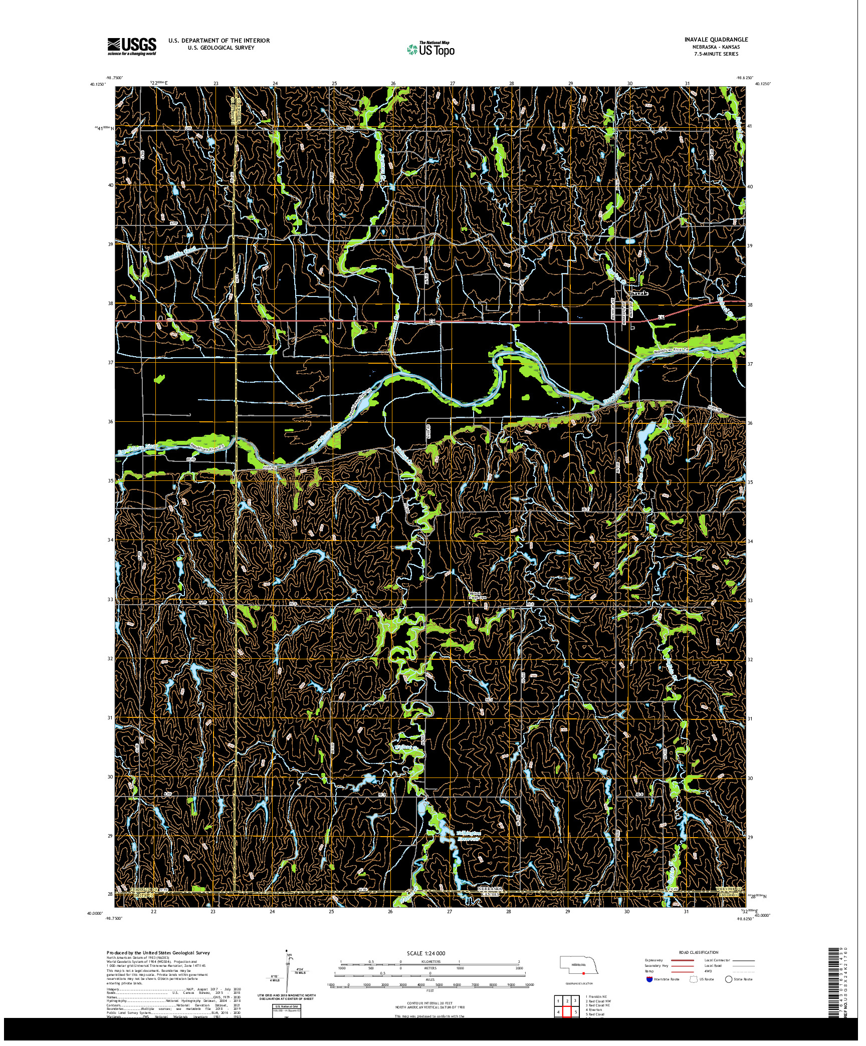 USGS US TOPO 7.5-MINUTE MAP FOR INAVALE, NE,KS 2021