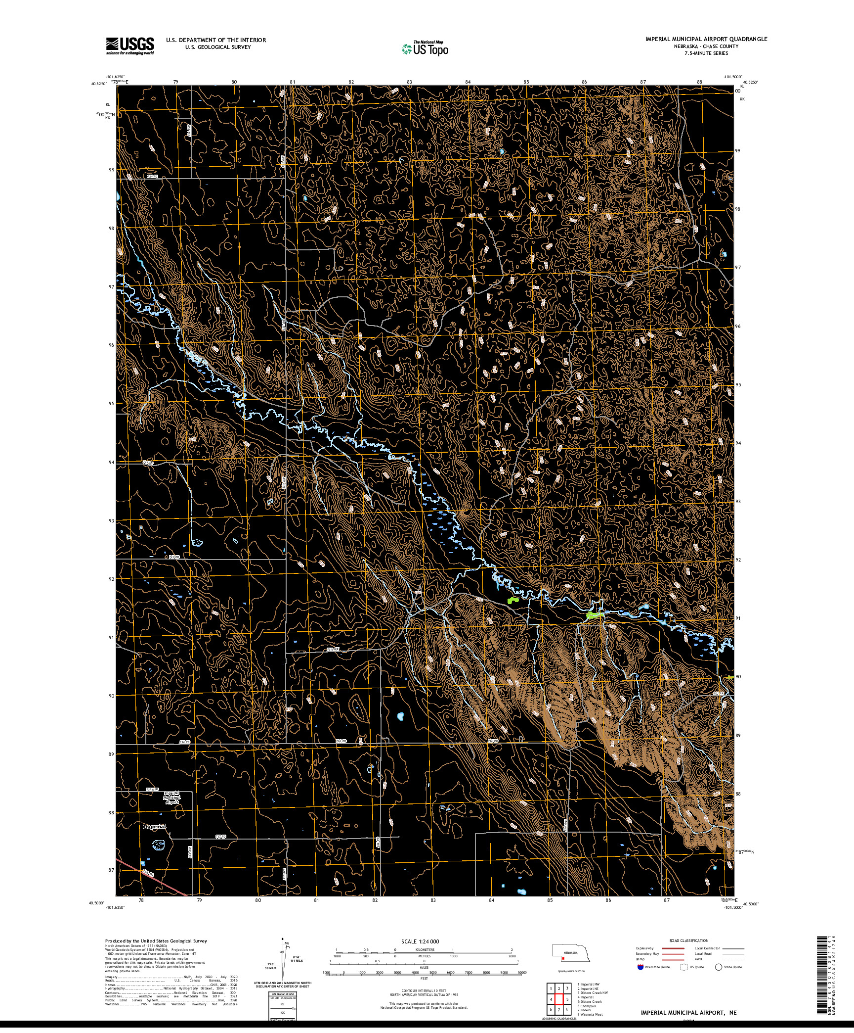 USGS US TOPO 7.5-MINUTE MAP FOR IMPERIAL MUNICIPAL AIRPORT, NE 2021