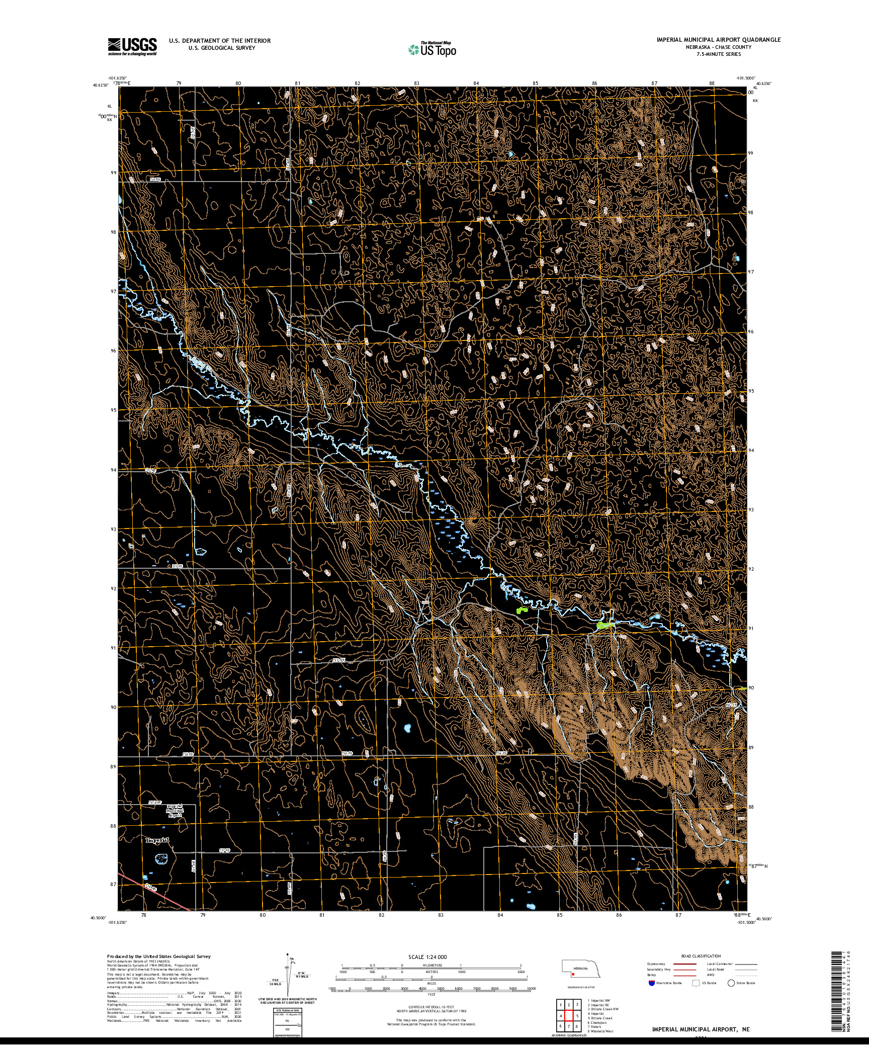 USGS US TOPO 7.5-MINUTE MAP FOR IMPERIAL MUNICIPAL AIRPORT, NE 2021