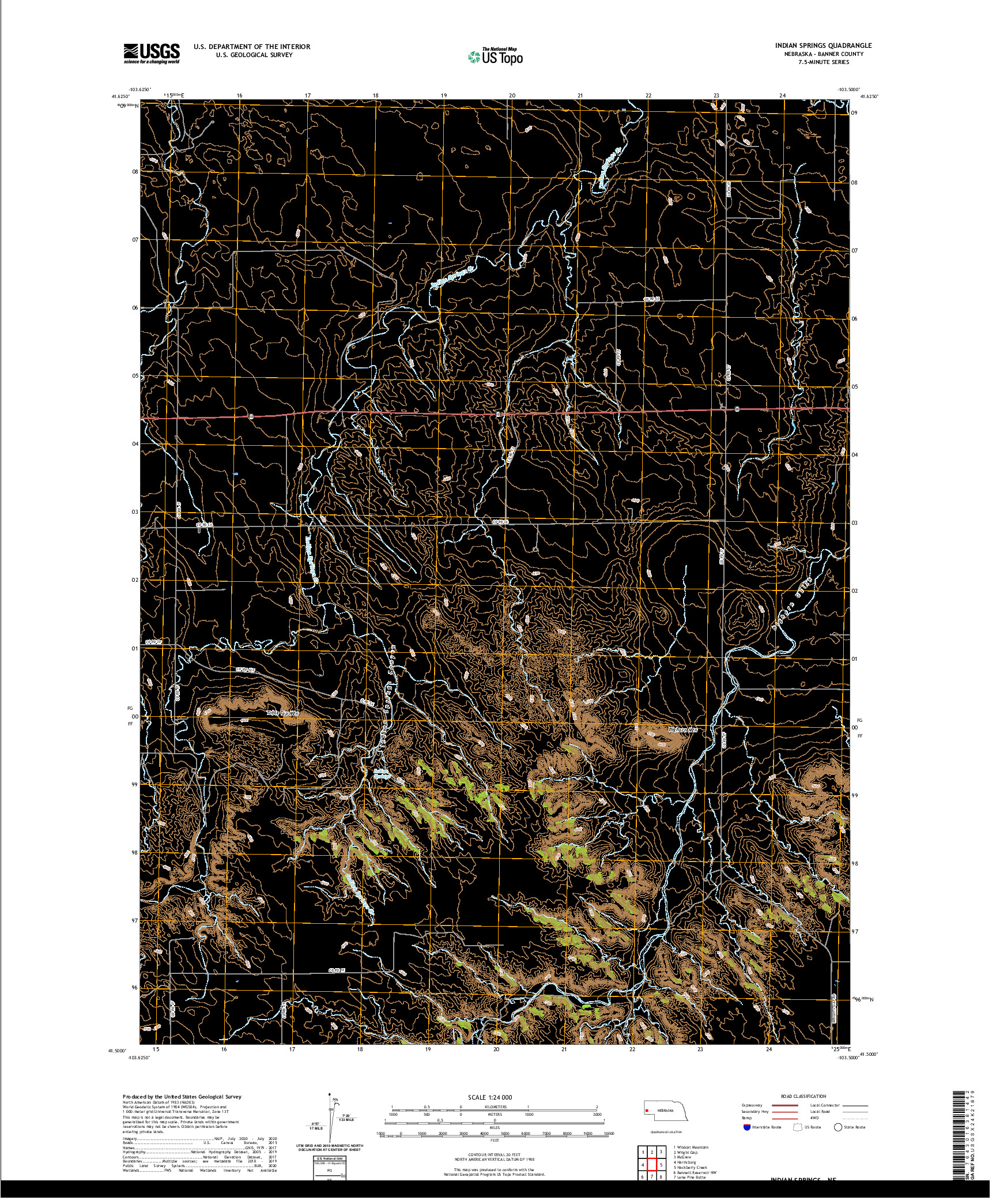 USGS US TOPO 7.5-MINUTE MAP FOR INDIAN SPRINGS, NE 2021