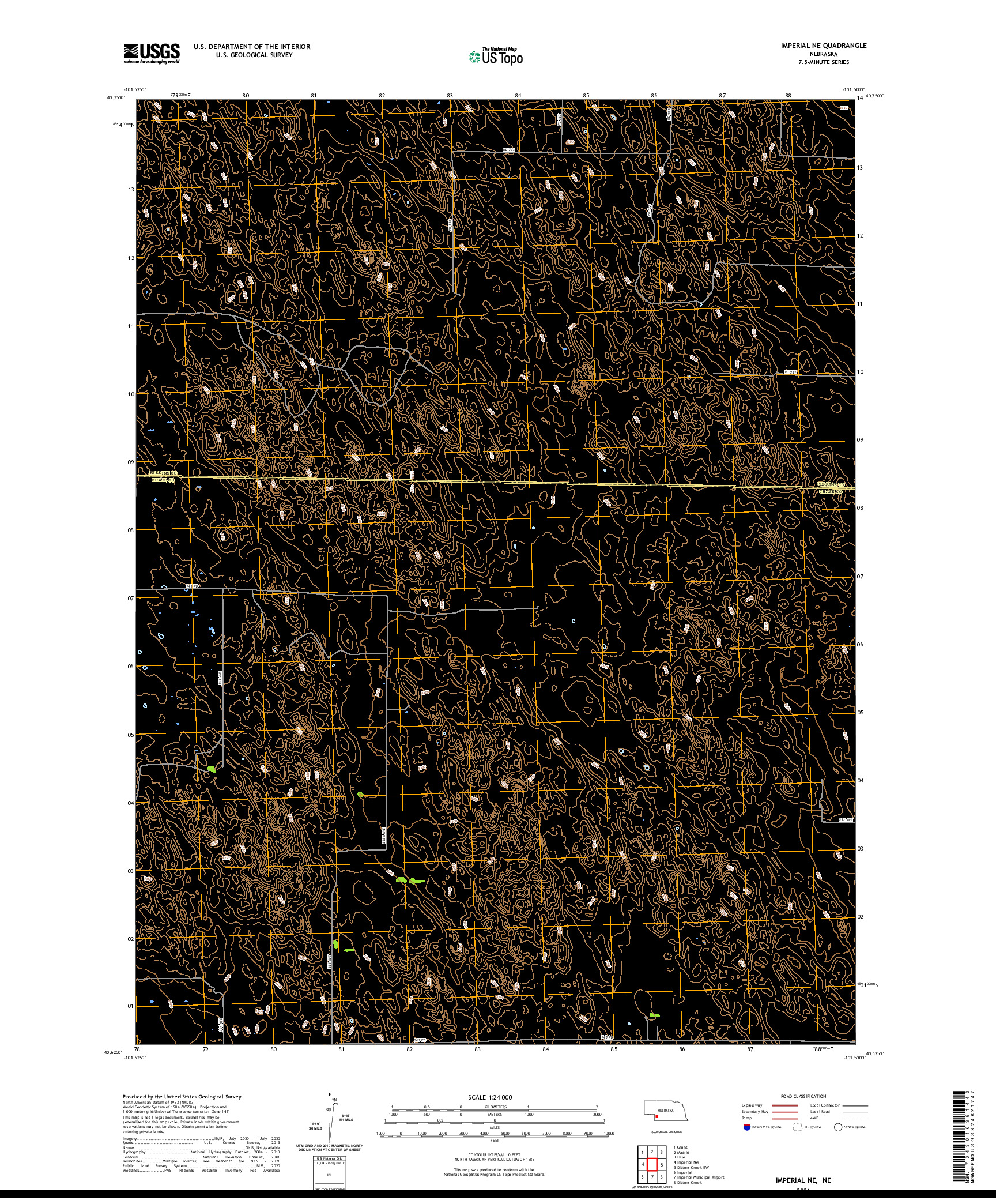 USGS US TOPO 7.5-MINUTE MAP FOR IMPERIAL NE, NE 2021