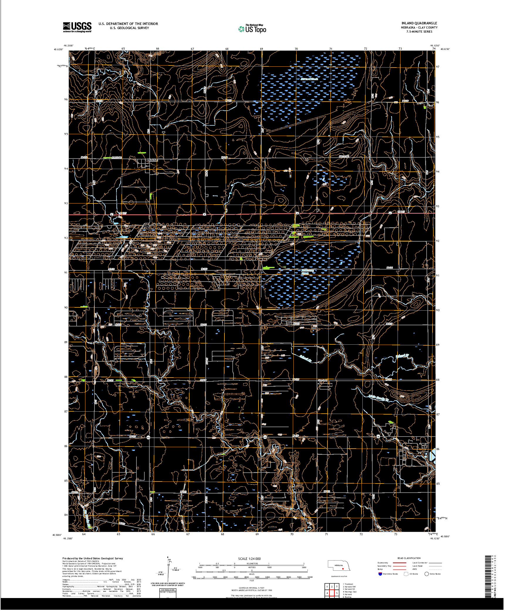 USGS US TOPO 7.5-MINUTE MAP FOR INLAND, NE 2021