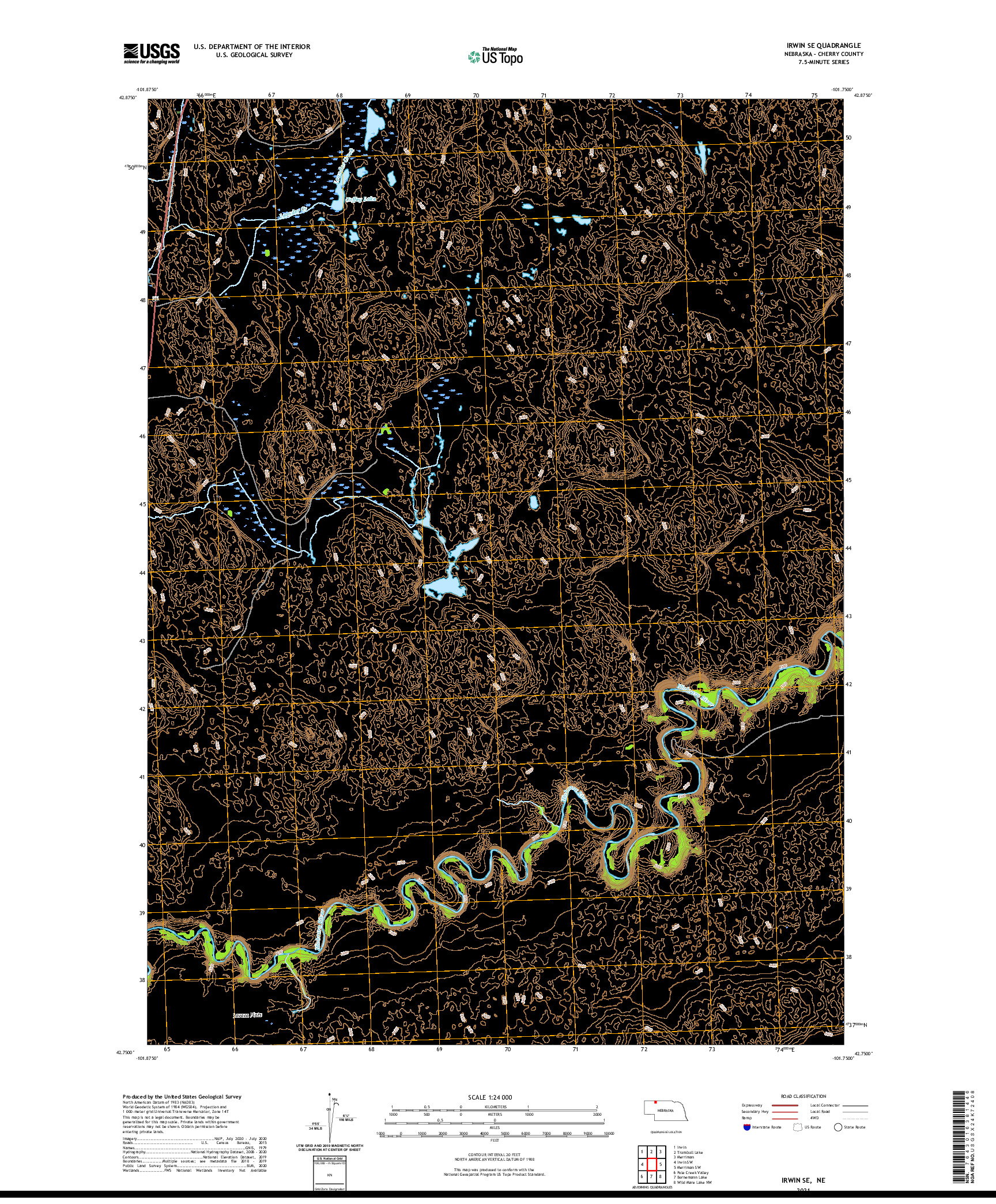 USGS US TOPO 7.5-MINUTE MAP FOR IRWIN SE, NE 2021