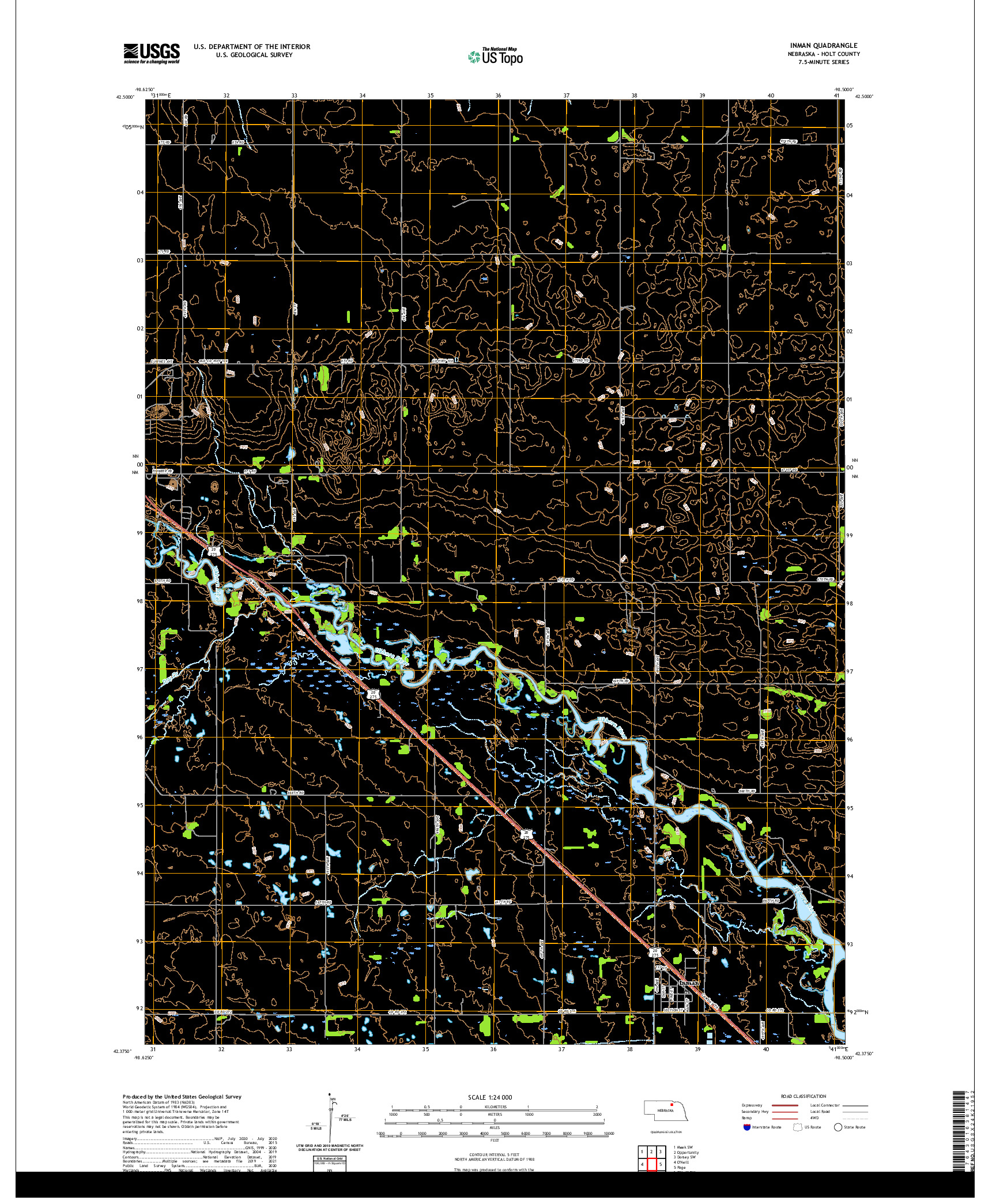 USGS US TOPO 7.5-MINUTE MAP FOR INMAN, NE 2021