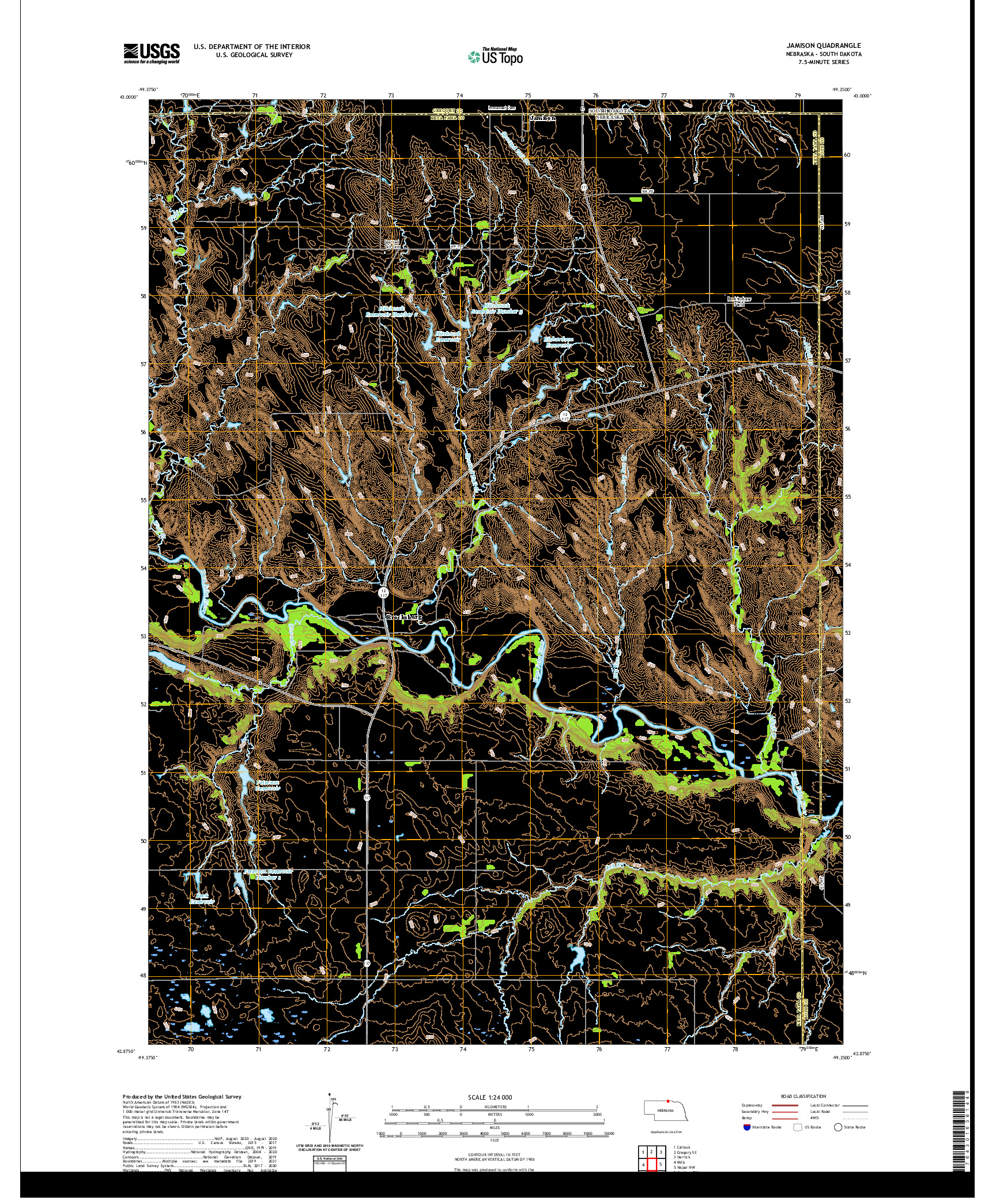 USGS US TOPO 7.5-MINUTE MAP FOR JAMISON, NE,SD 2021