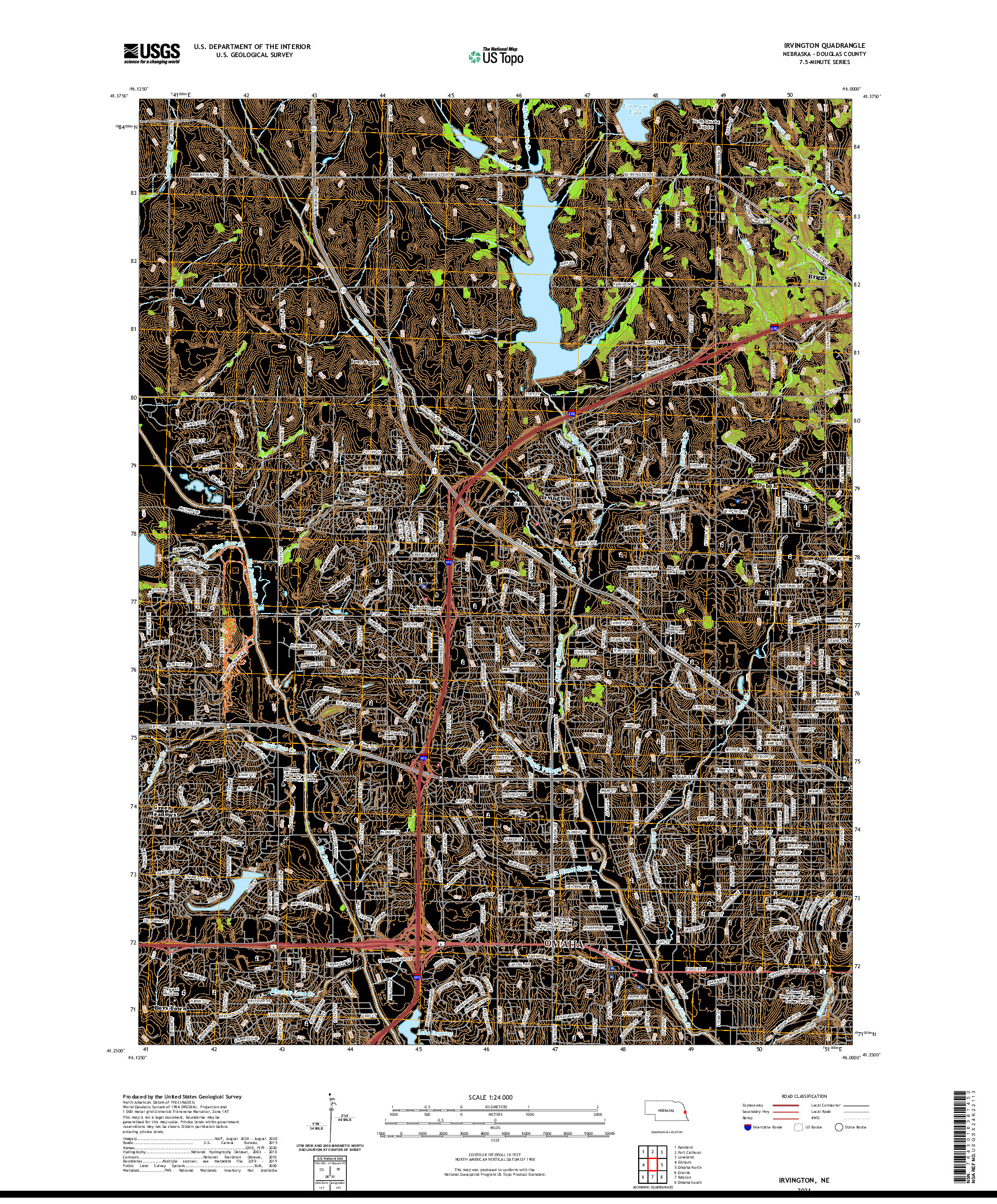 USGS US TOPO 7.5-MINUTE MAP FOR IRVINGTON, NE 2021