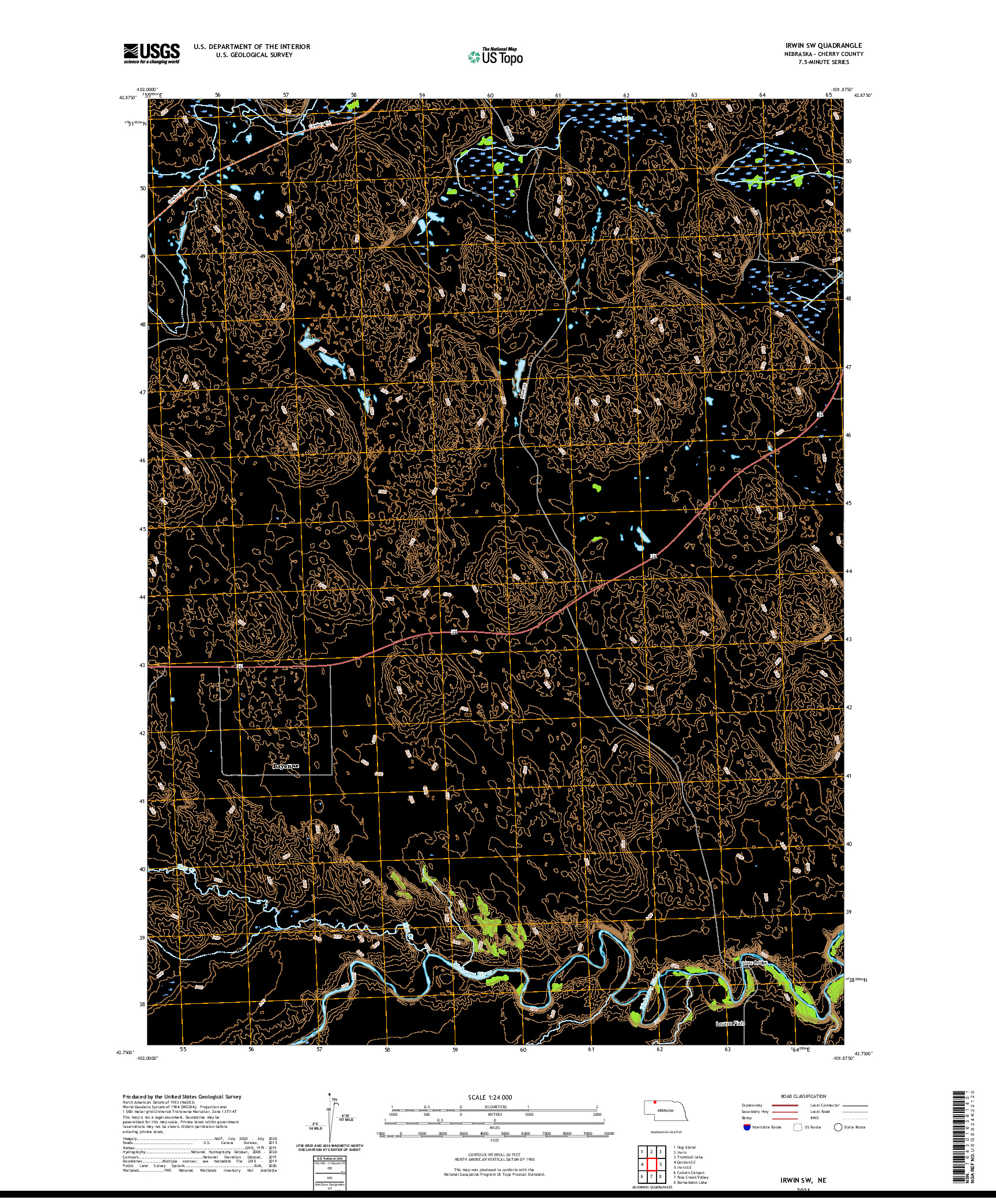 USGS US TOPO 7.5-MINUTE MAP FOR IRWIN SW, NE 2021