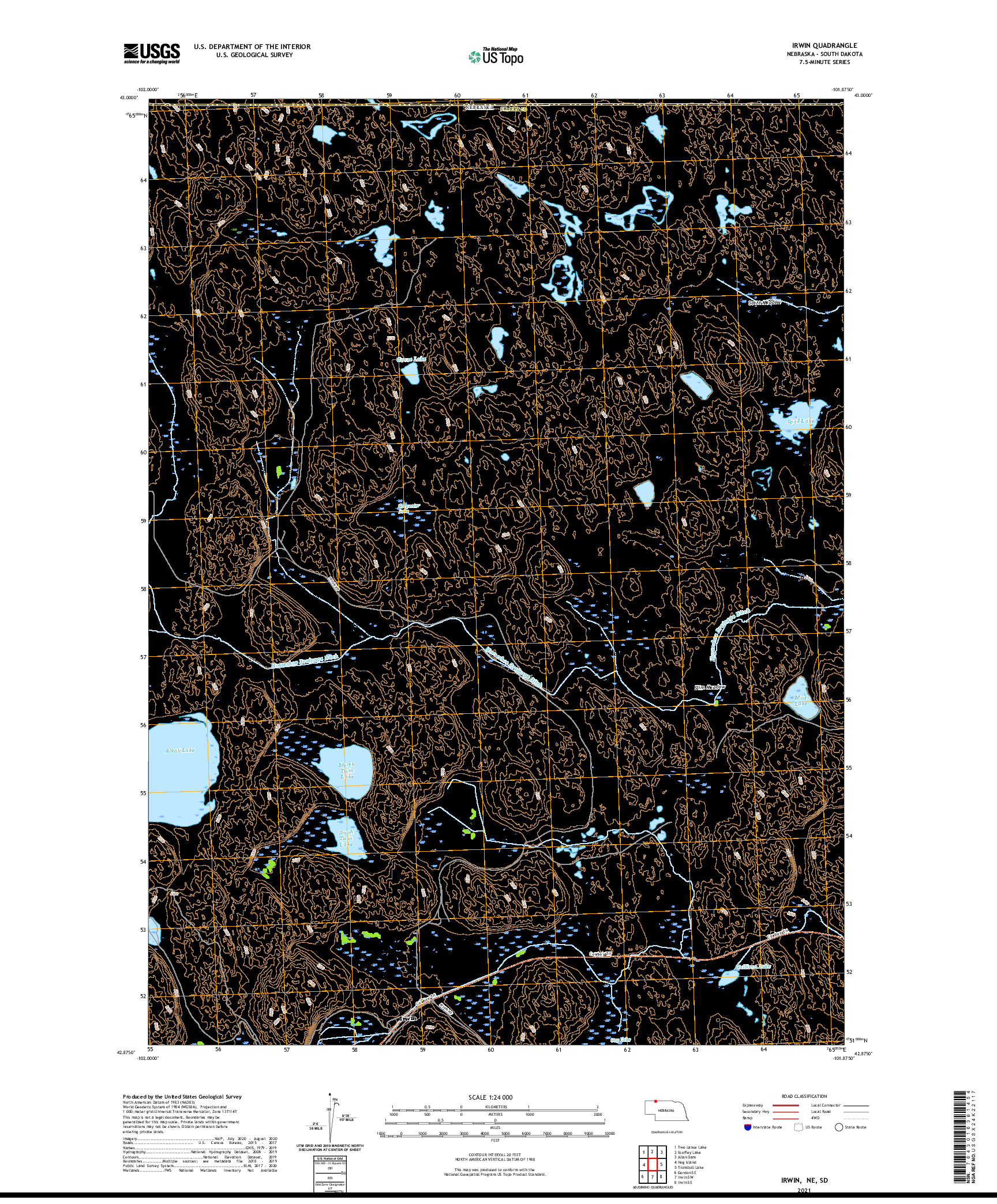 USGS US TOPO 7.5-MINUTE MAP FOR IRWIN, NE,SD 2021