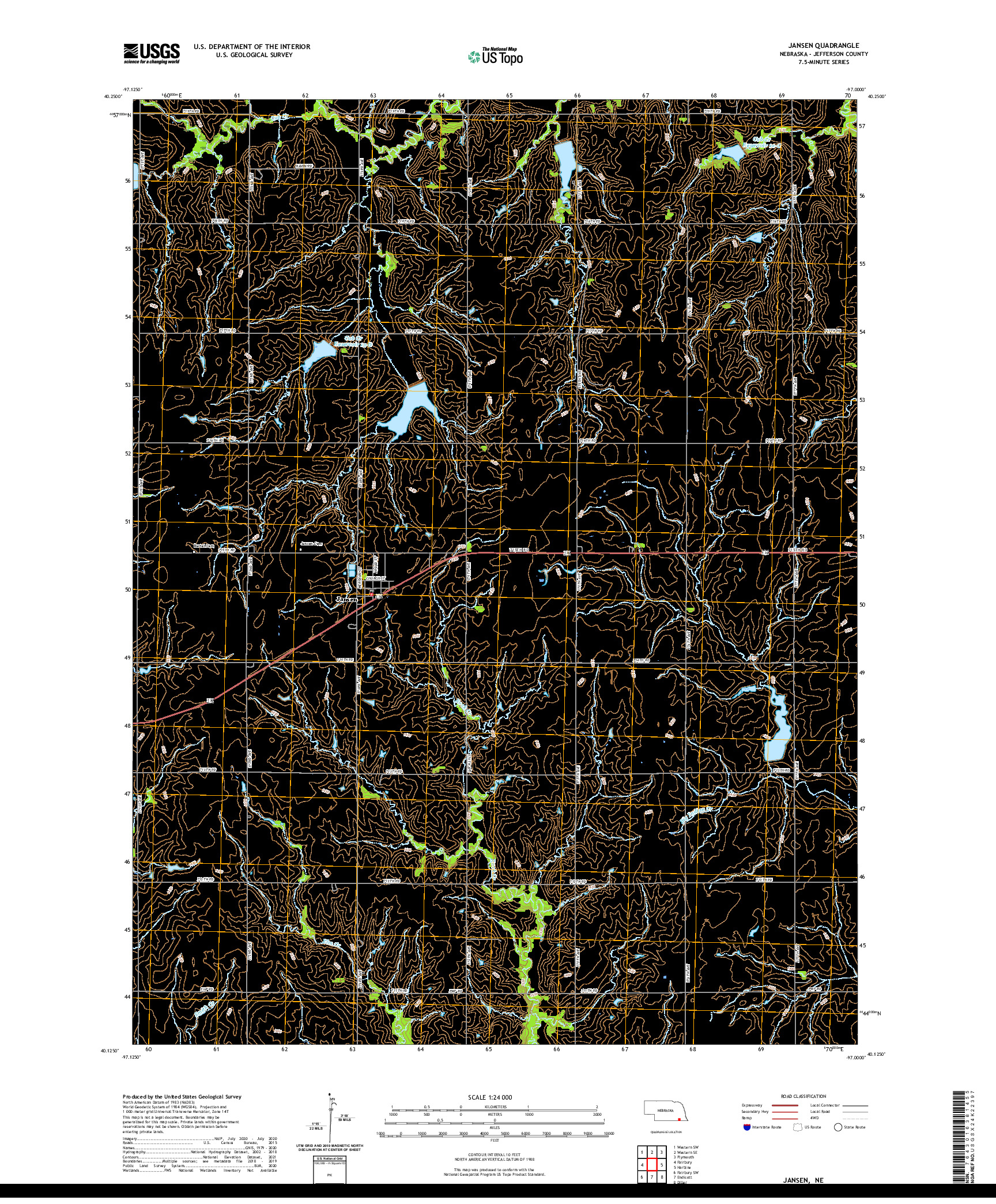 USGS US TOPO 7.5-MINUTE MAP FOR JANSEN, NE 2021