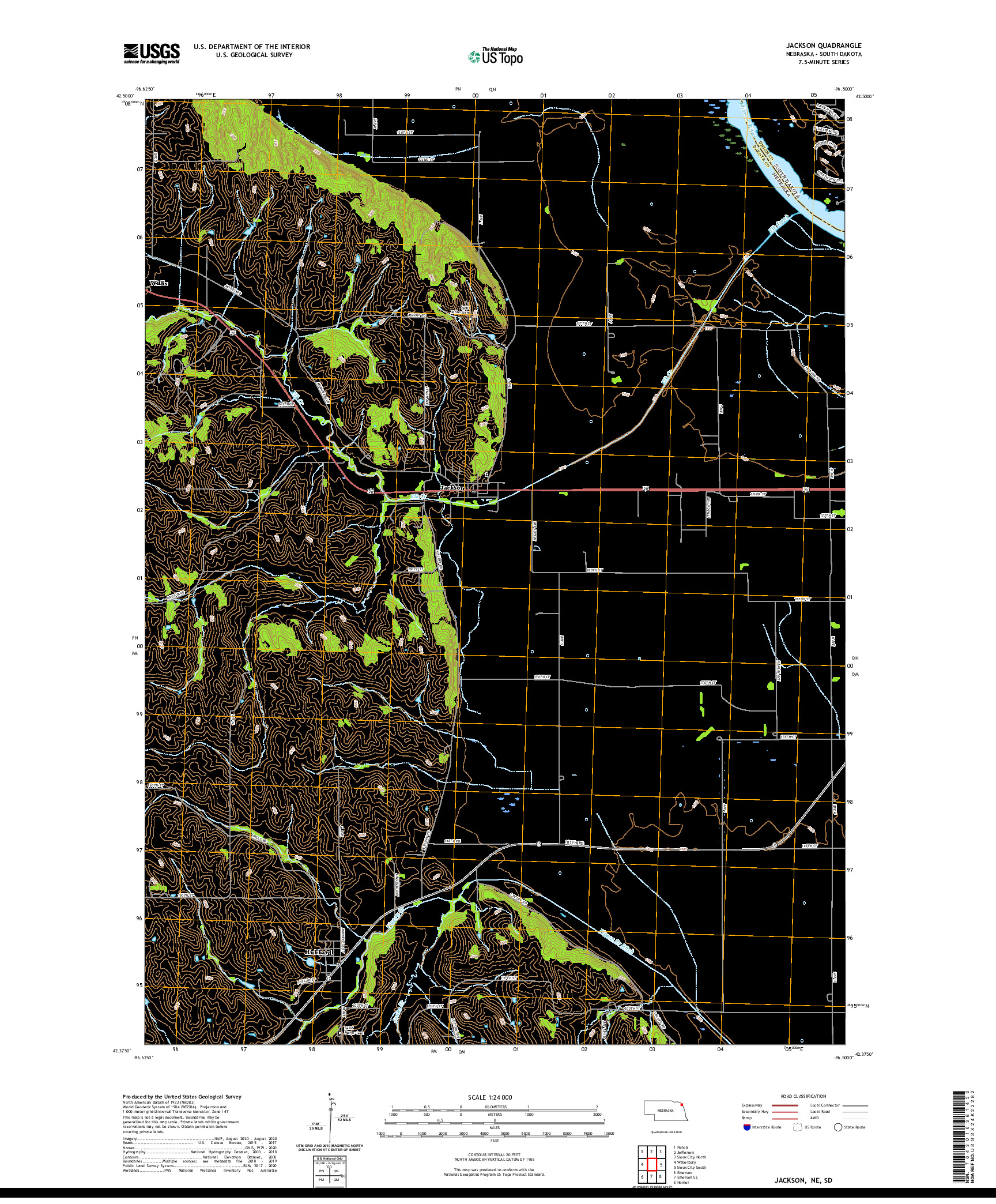 USGS US TOPO 7.5-MINUTE MAP FOR JACKSON, NE,SD 2021