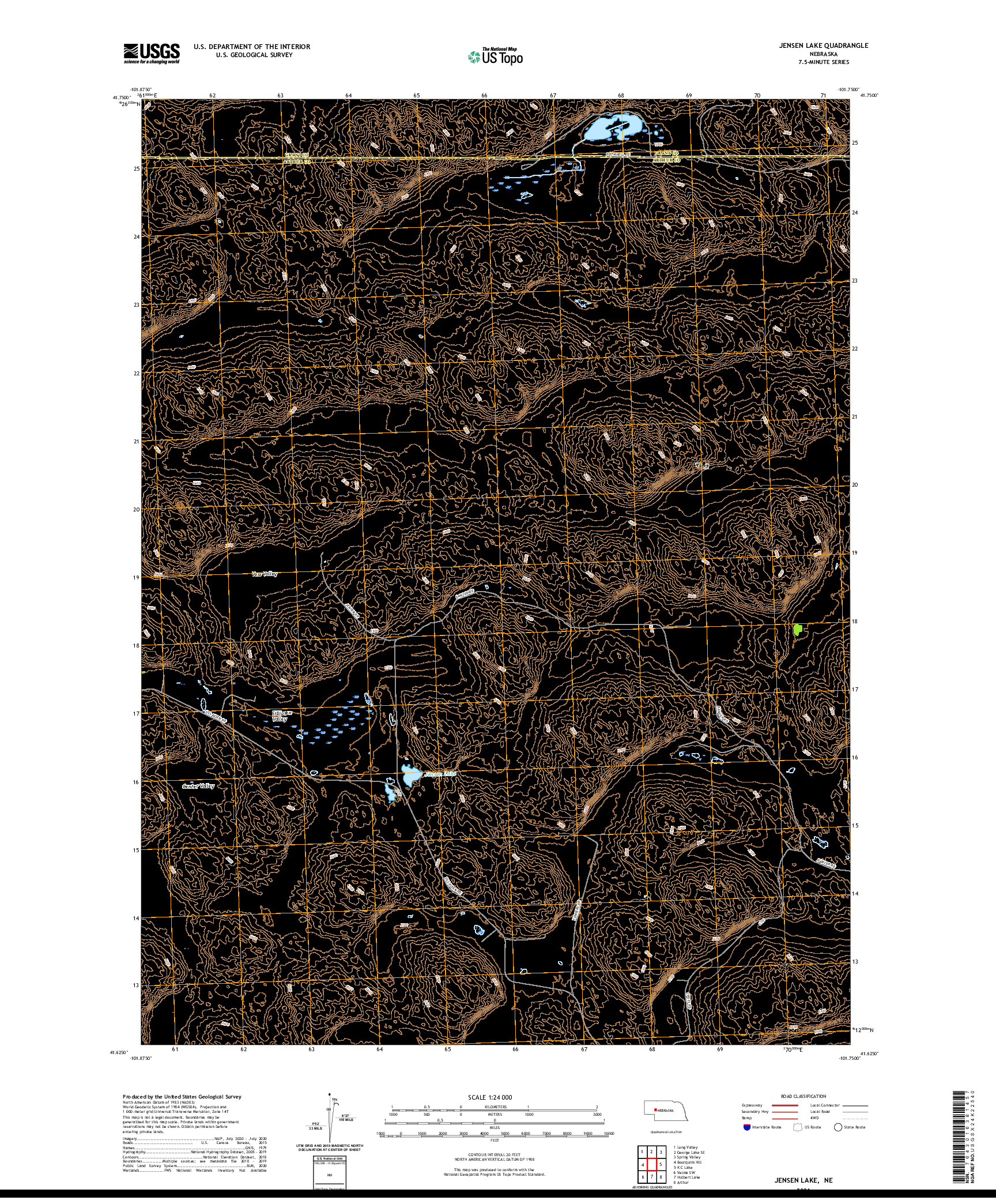 USGS US TOPO 7.5-MINUTE MAP FOR JENSEN LAKE, NE 2021