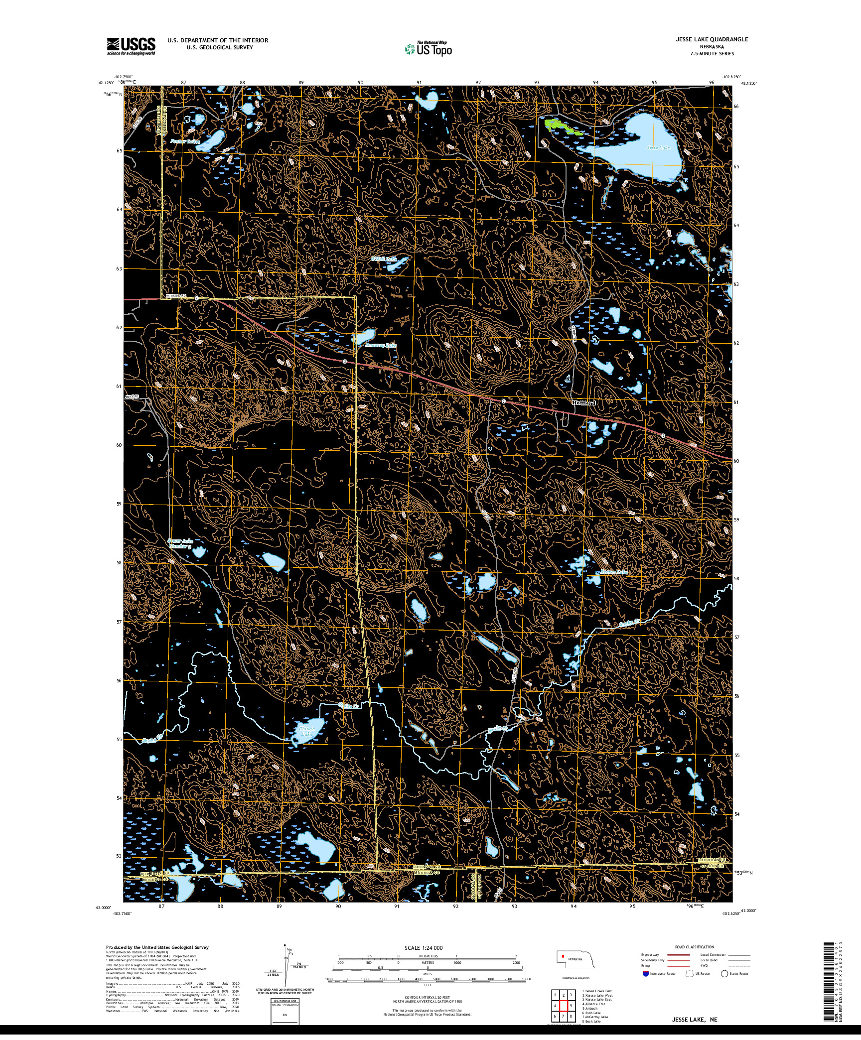 USGS US TOPO 7.5-MINUTE MAP FOR JESSE LAKE, NE 2021