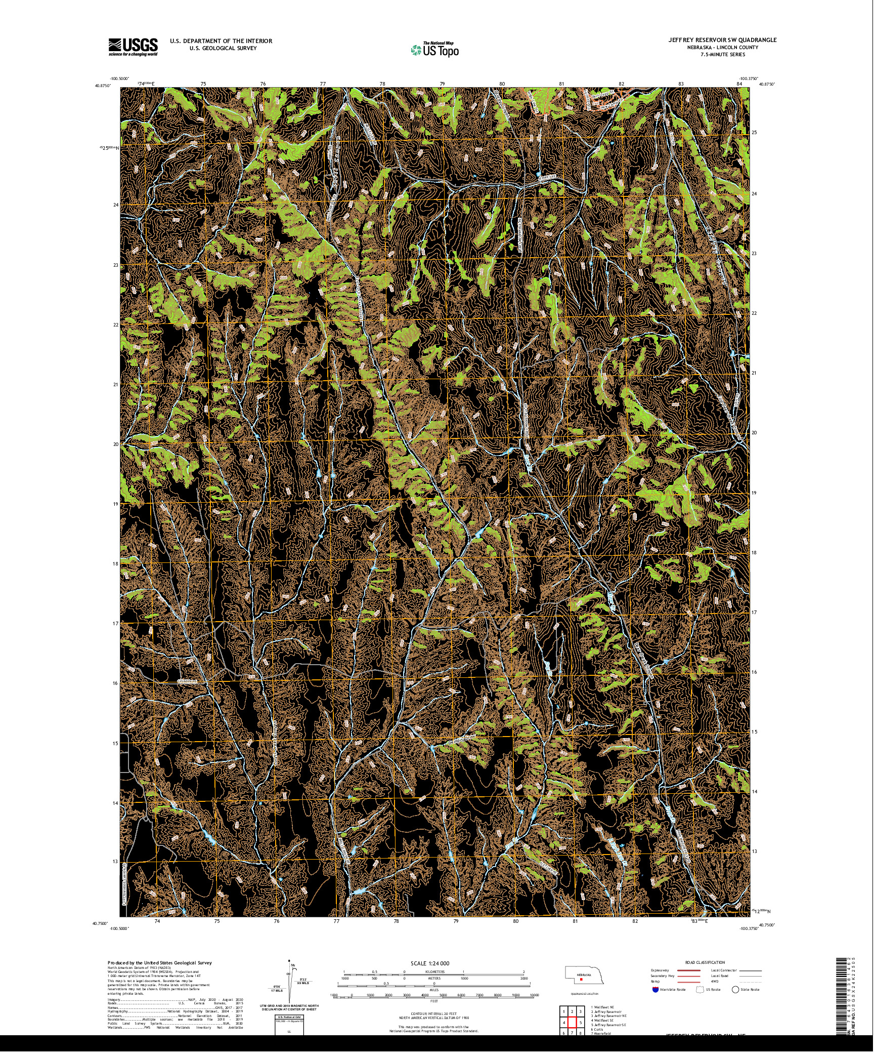 USGS US TOPO 7.5-MINUTE MAP FOR JEFFREY RESERVOIR SW, NE 2021