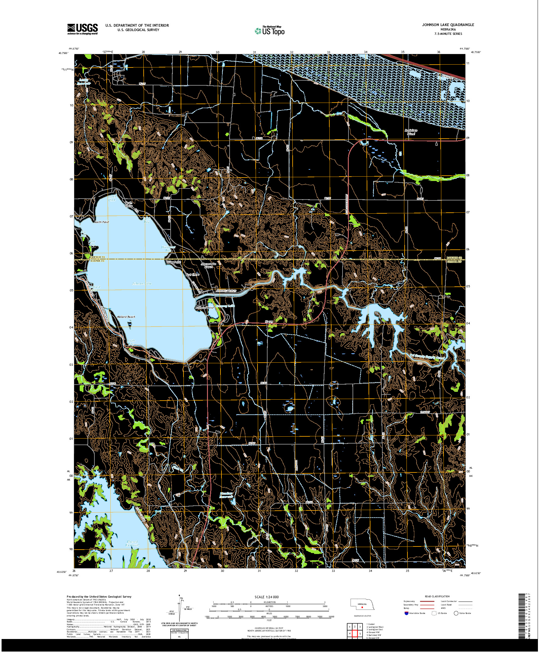 USGS US TOPO 7.5-MINUTE MAP FOR JOHNSON LAKE, NE 2021