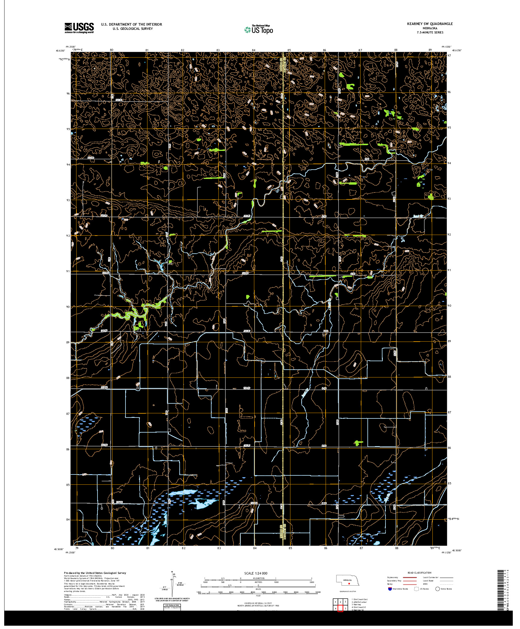 USGS US TOPO 7.5-MINUTE MAP FOR KEARNEY SW, NE 2021