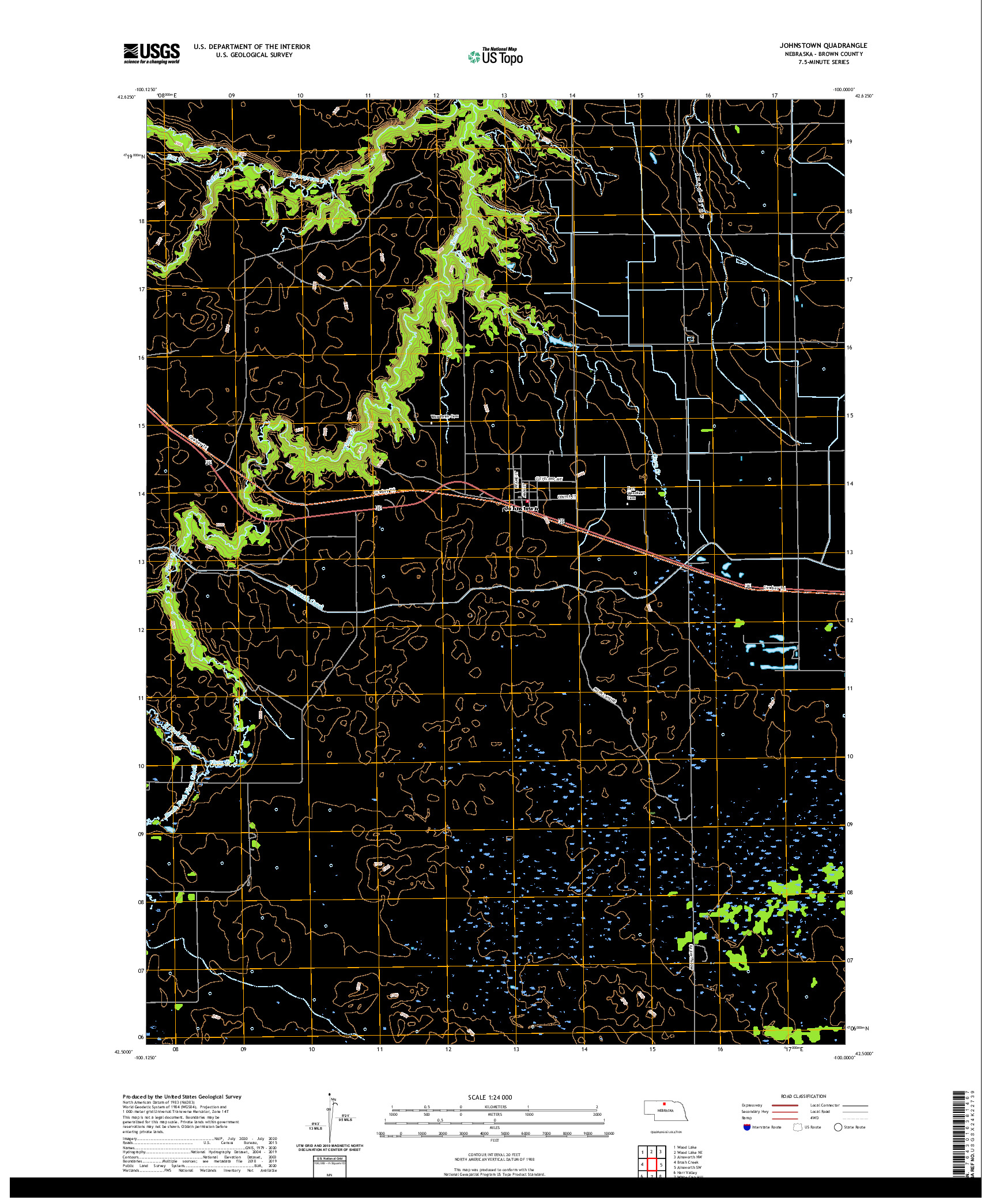 USGS US TOPO 7.5-MINUTE MAP FOR JOHNSTOWN, NE 2021