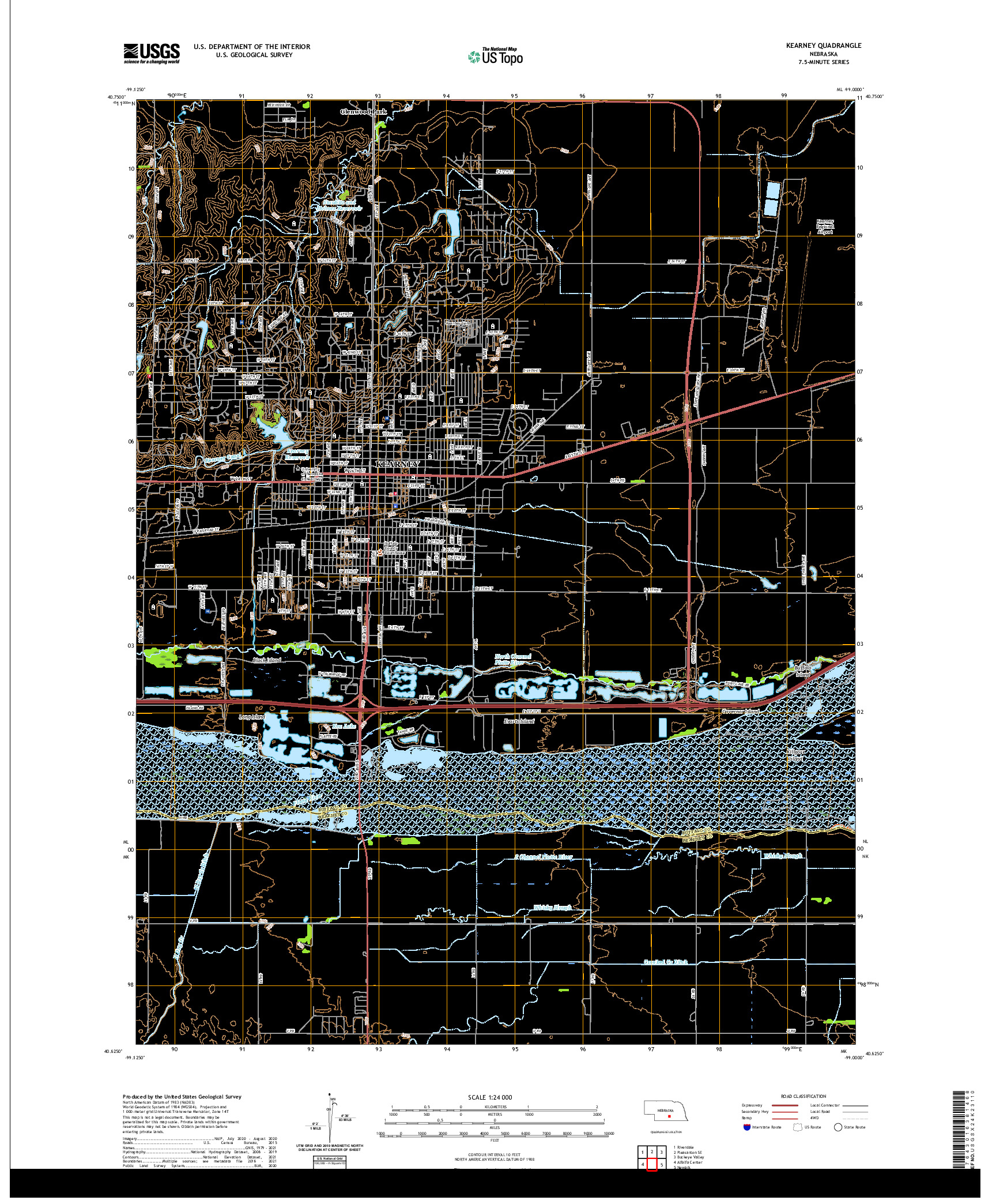 USGS US TOPO 7.5-MINUTE MAP FOR KEARNEY, NE 2021