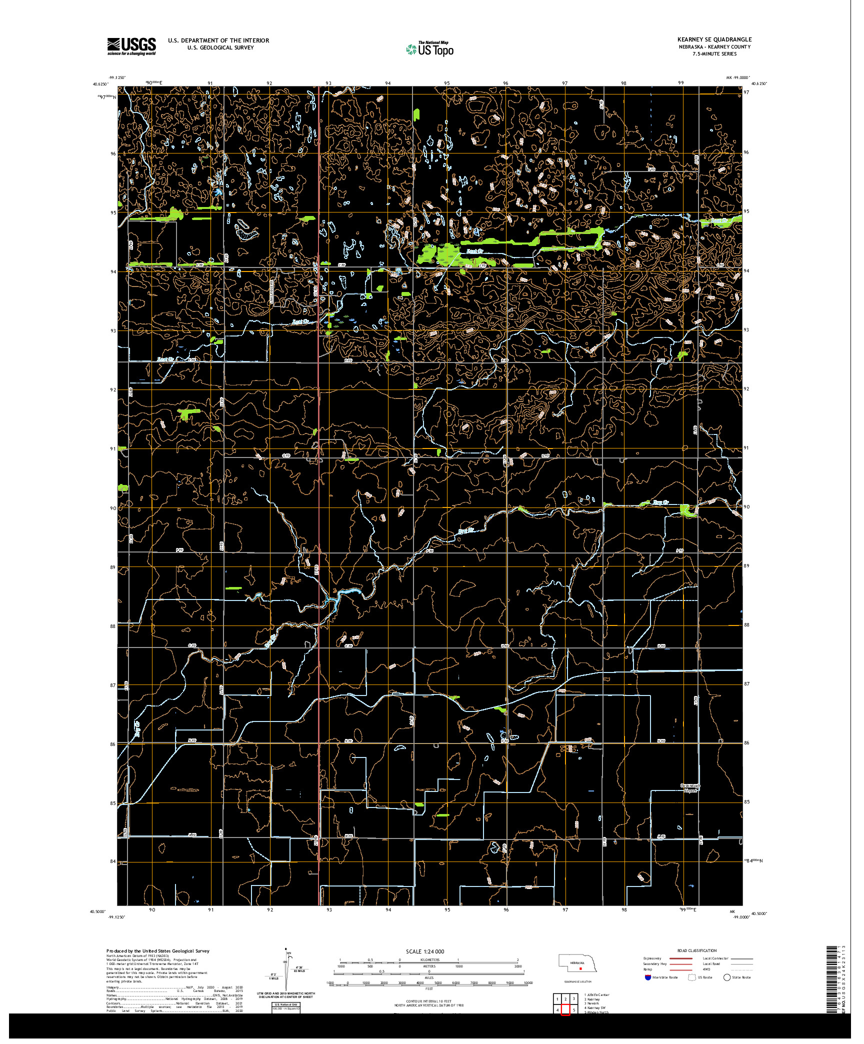 USGS US TOPO 7.5-MINUTE MAP FOR KEARNEY SE, NE 2021