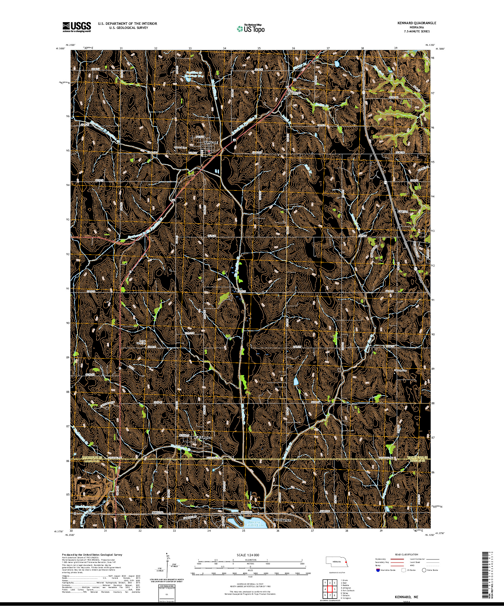 USGS US TOPO 7.5-MINUTE MAP FOR KENNARD, NE 2021