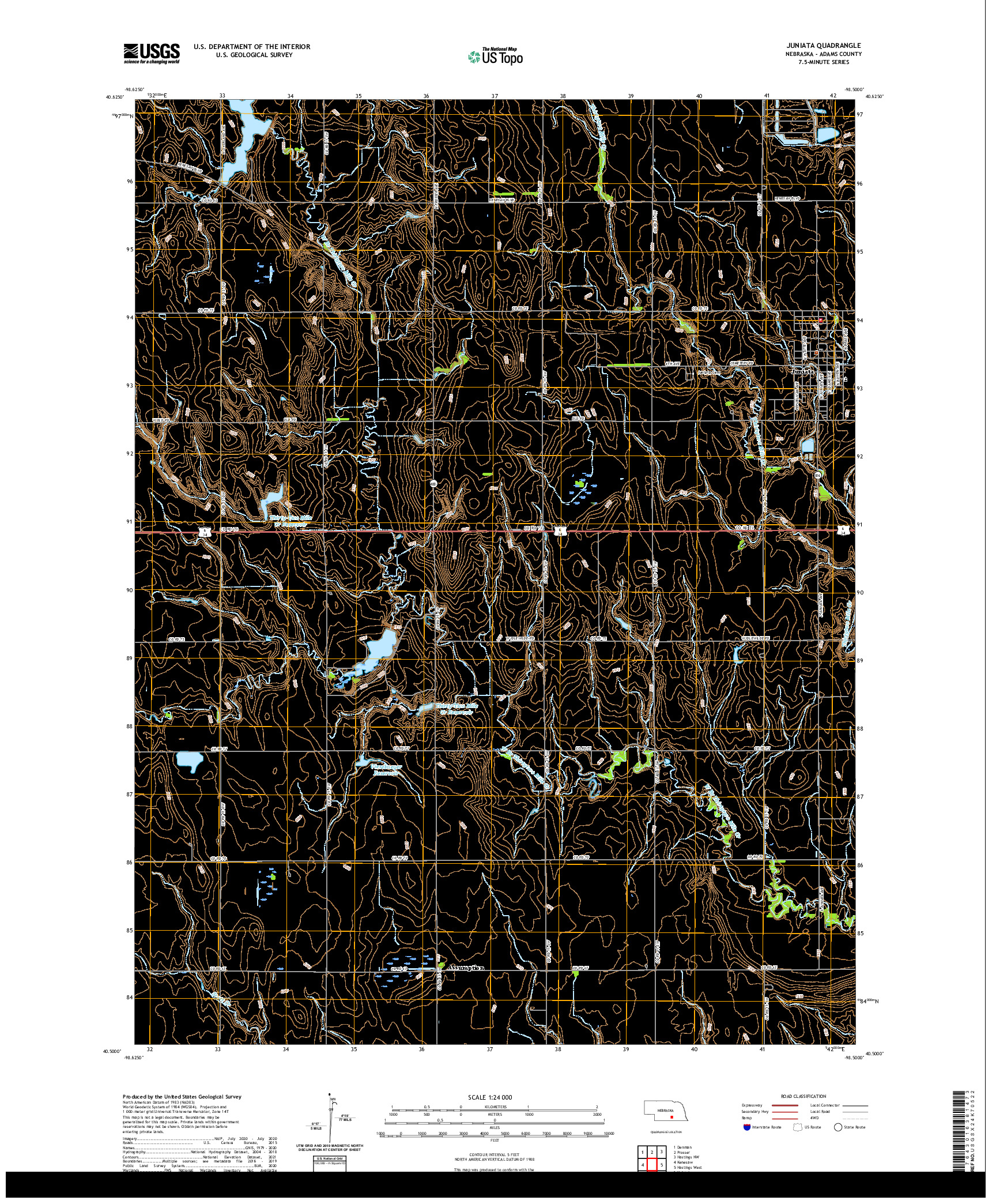 USGS US TOPO 7.5-MINUTE MAP FOR JUNIATA, NE 2021