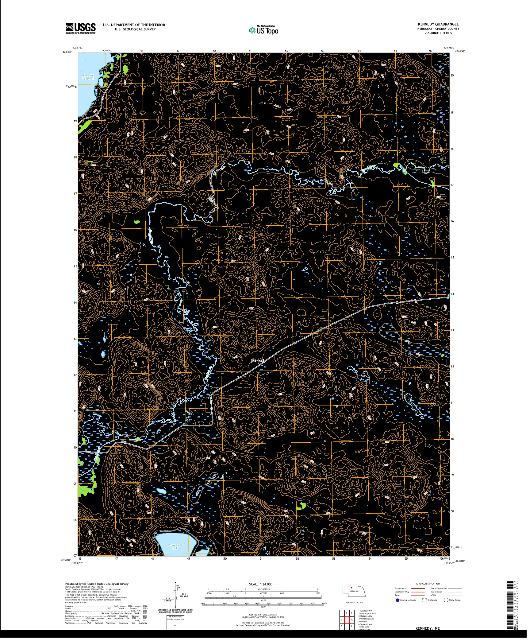 USGS US TOPO 7.5-MINUTE MAP FOR KENNEDY, NE 2021