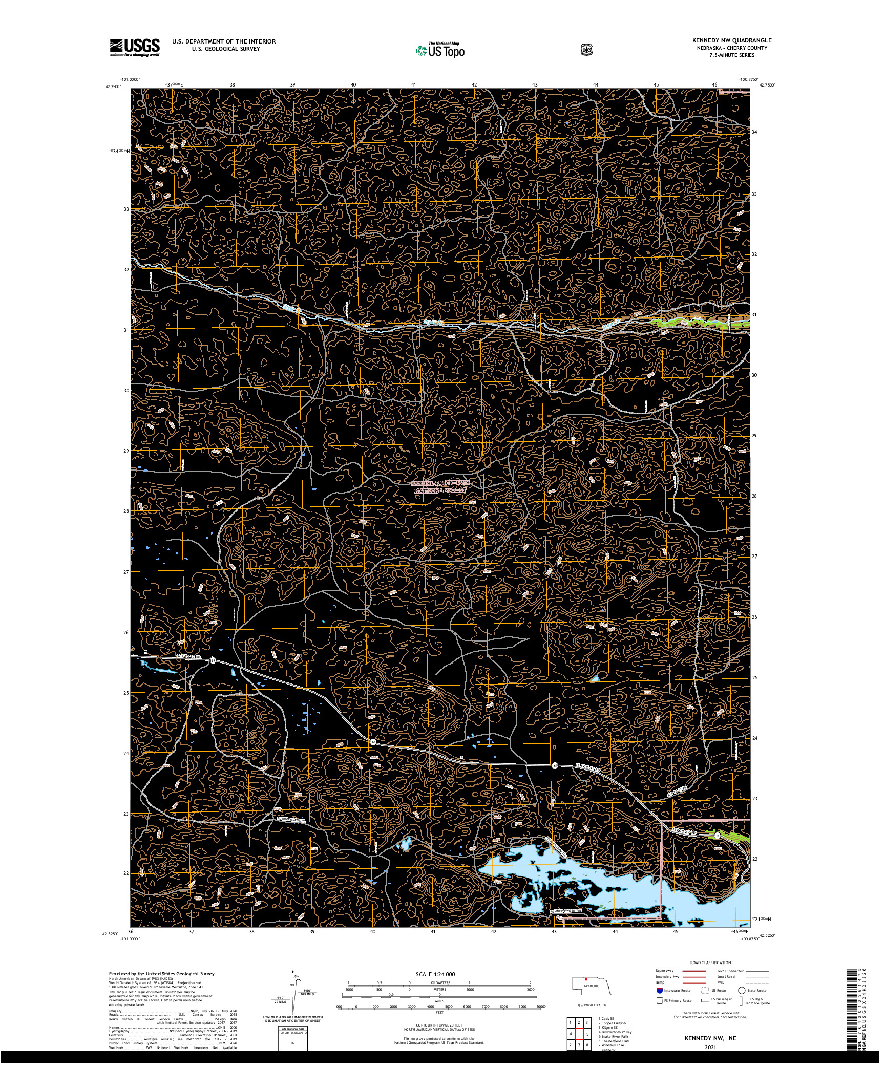 USGS US TOPO 7.5-MINUTE MAP FOR KENNEDY NW, NE 2021