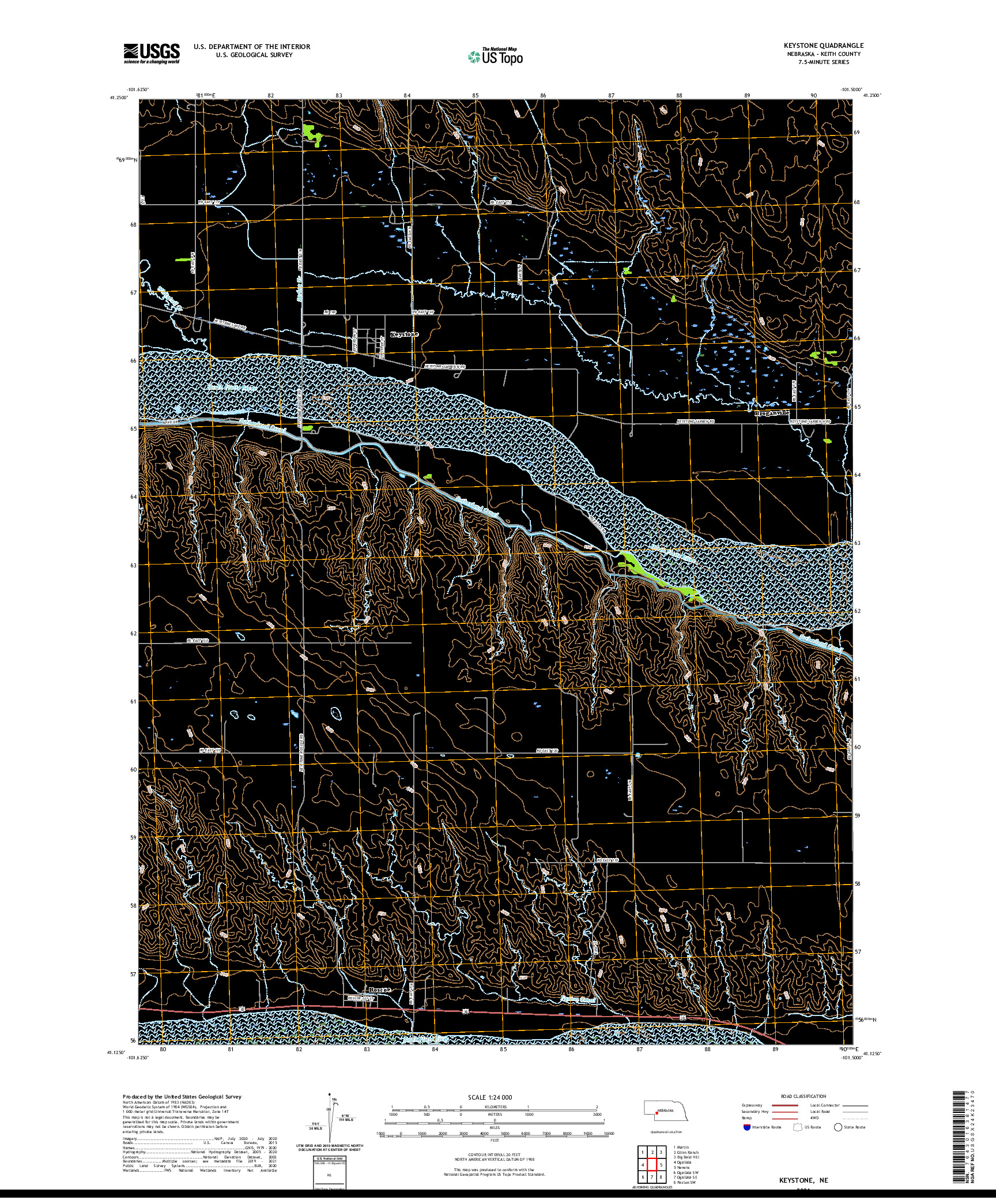 USGS US TOPO 7.5-MINUTE MAP FOR KEYSTONE, NE 2021