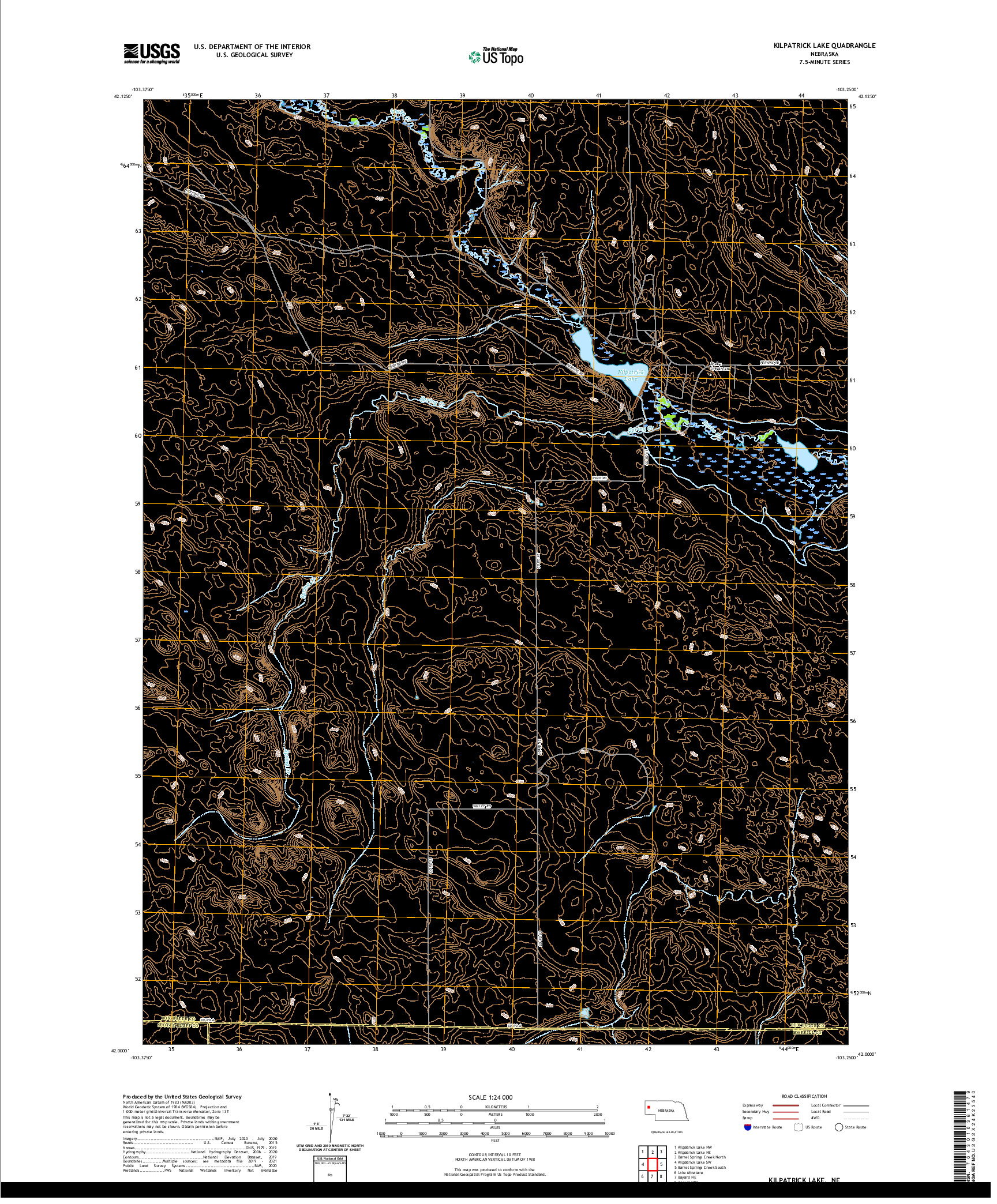 USGS US TOPO 7.5-MINUTE MAP FOR KILPATRICK LAKE, NE 2021