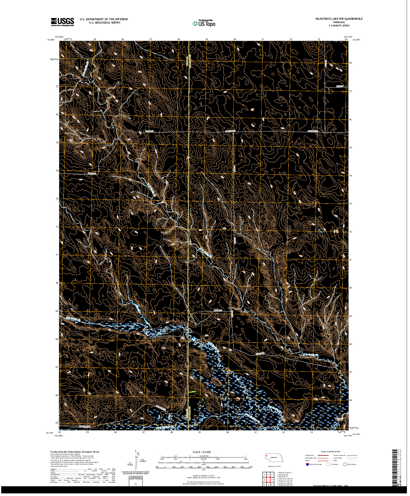 USGS US TOPO 7.5-MINUTE MAP FOR KILPATRICK LAKE NW, NE 2021
