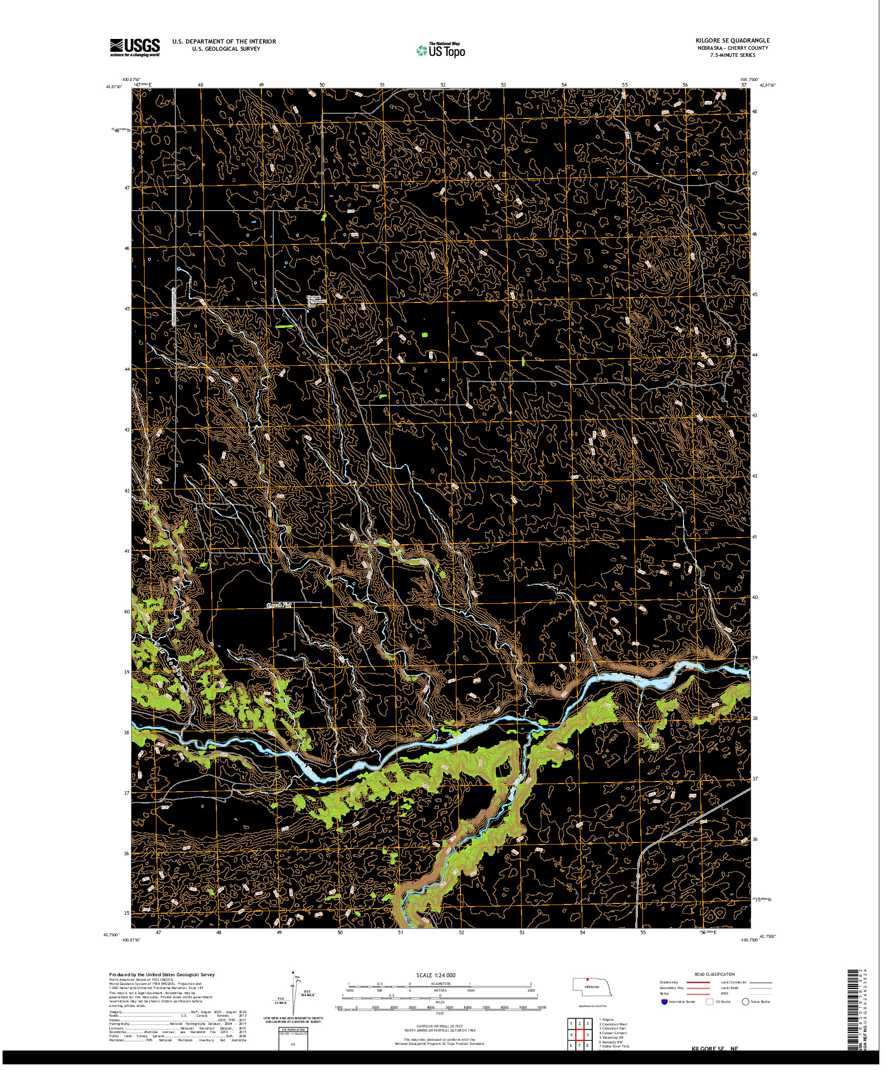 USGS US TOPO 7.5-MINUTE MAP FOR KILGORE SE, NE 2021
