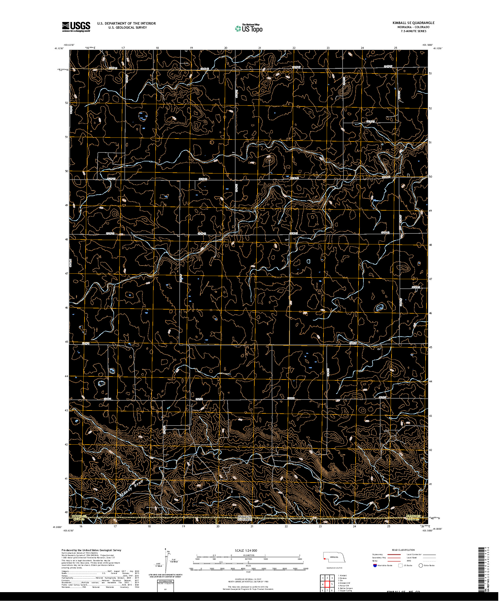 USGS US TOPO 7.5-MINUTE MAP FOR KIMBALL SE, NE,CO 2021