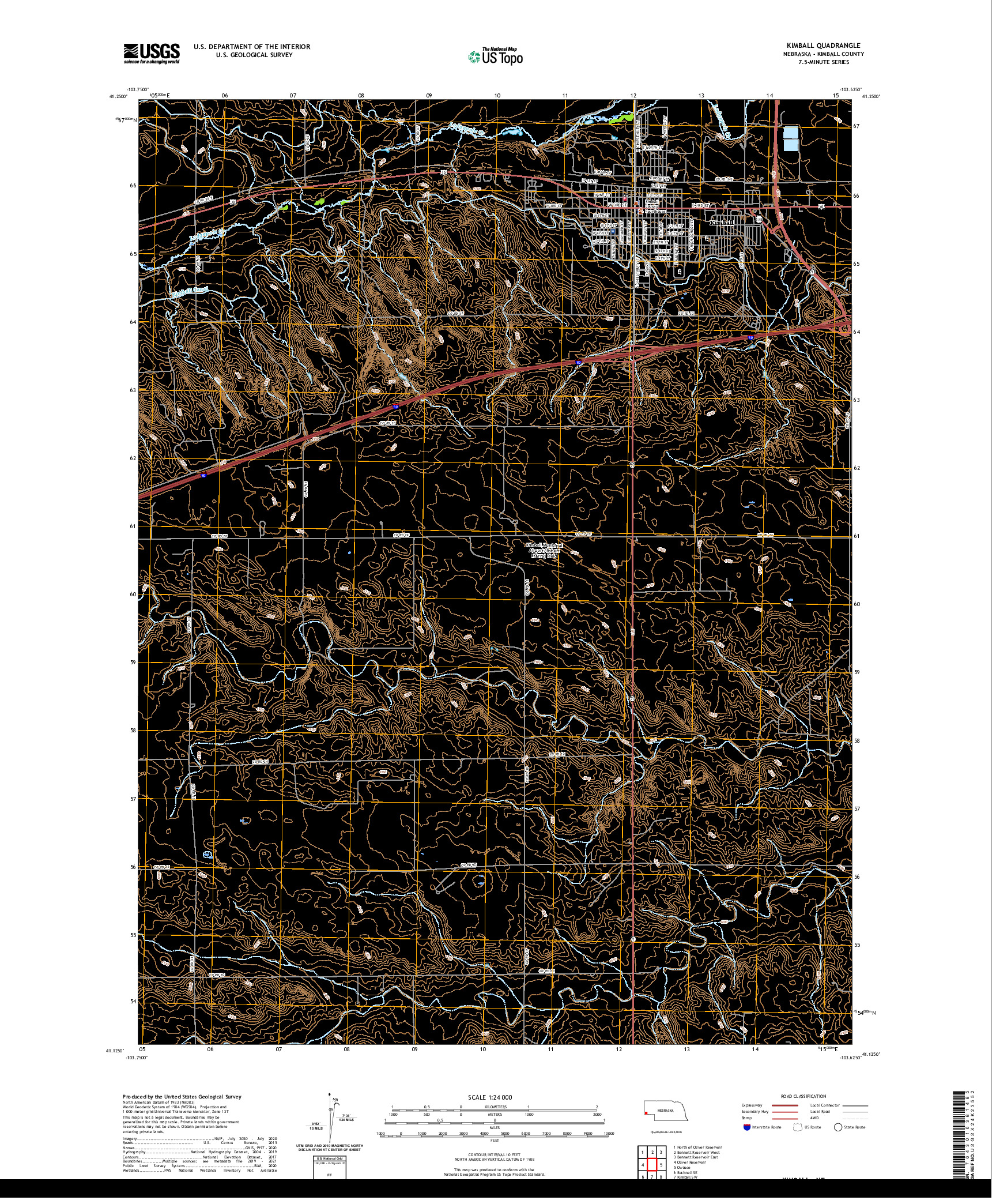 USGS US TOPO 7.5-MINUTE MAP FOR KIMBALL, NE 2021