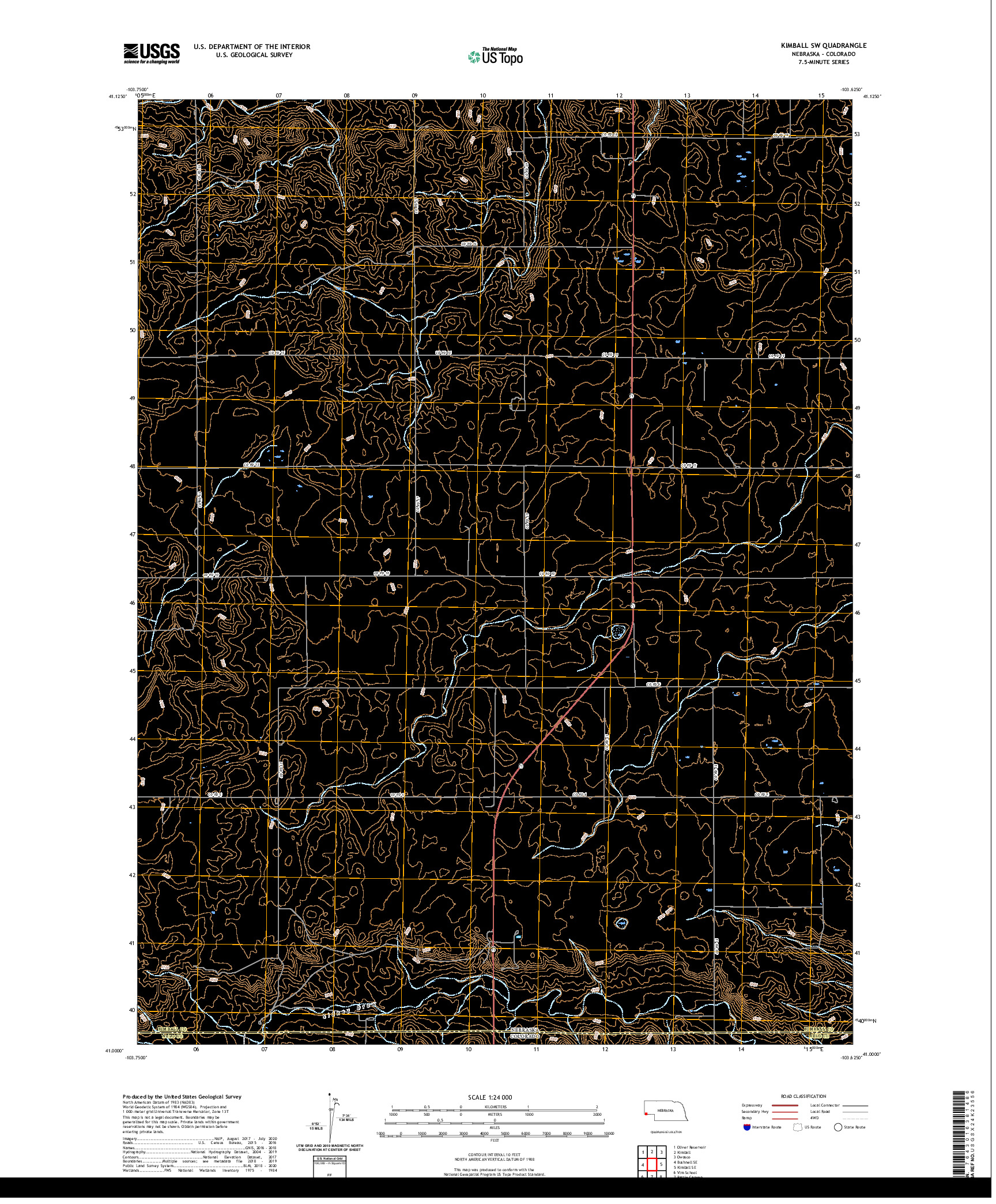 USGS US TOPO 7.5-MINUTE MAP FOR KIMBALL SW, NE,CO 2021