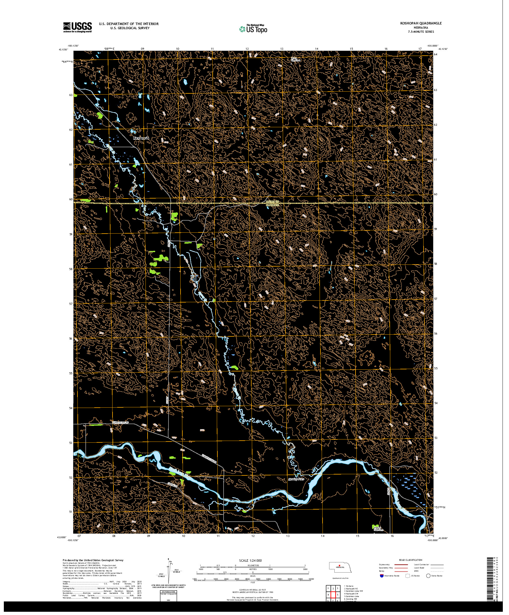 USGS US TOPO 7.5-MINUTE MAP FOR KOSHOPAH, NE 2021