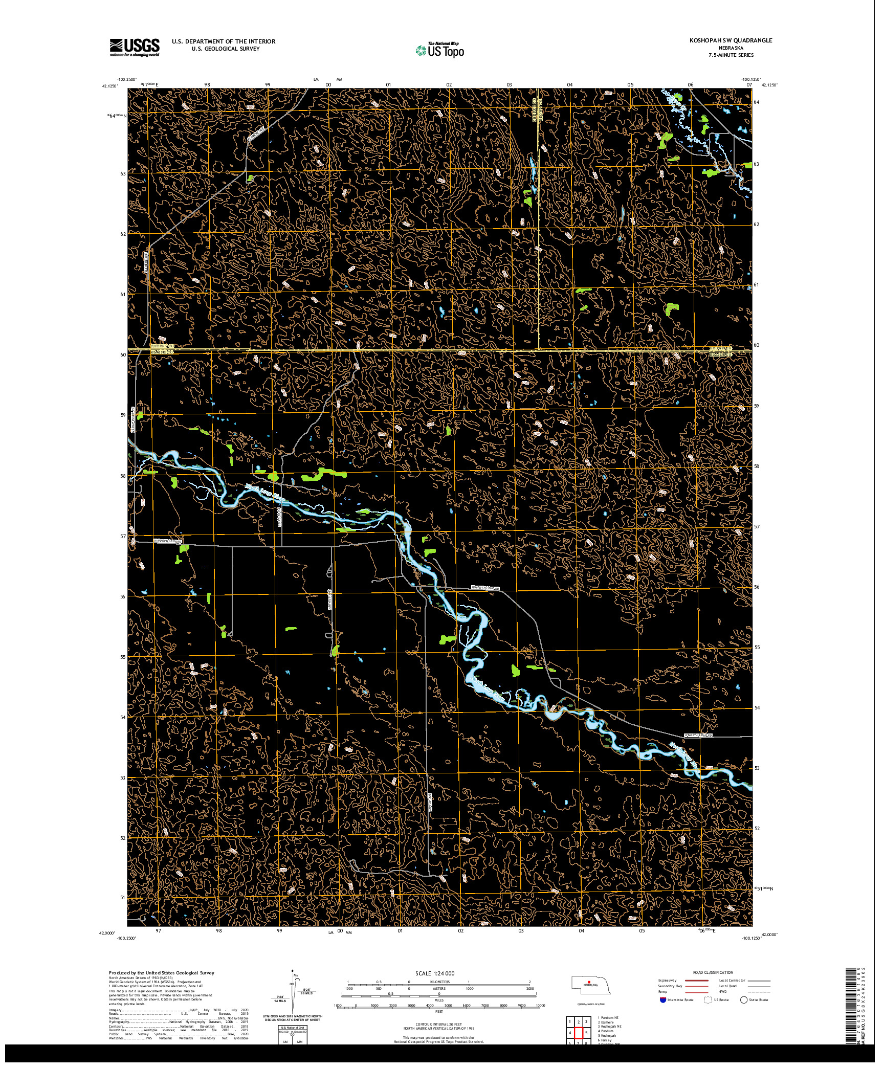 USGS US TOPO 7.5-MINUTE MAP FOR KOSHOPAH SW, NE 2021