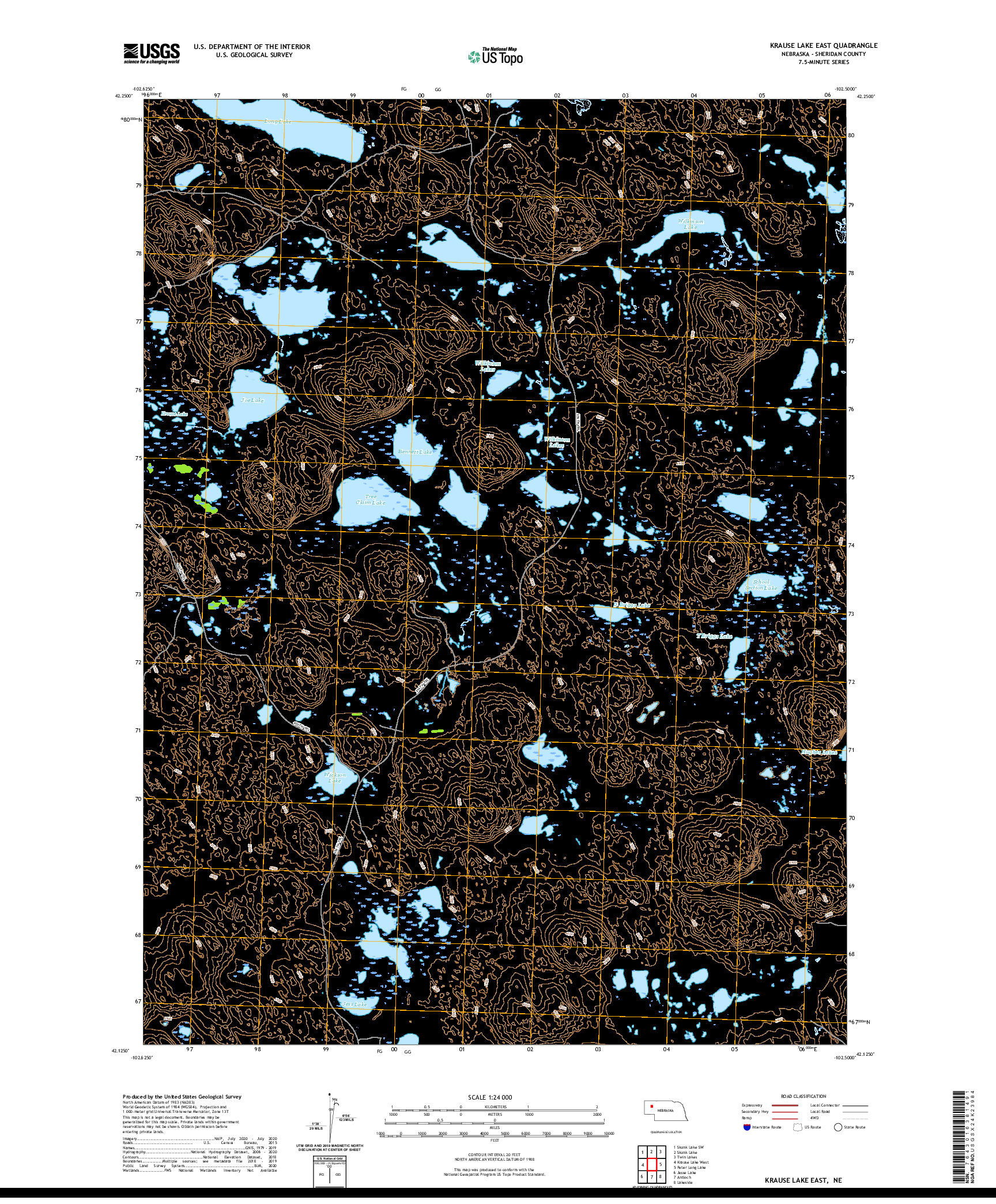 USGS US TOPO 7.5-MINUTE MAP FOR KRAUSE LAKE EAST, NE 2021