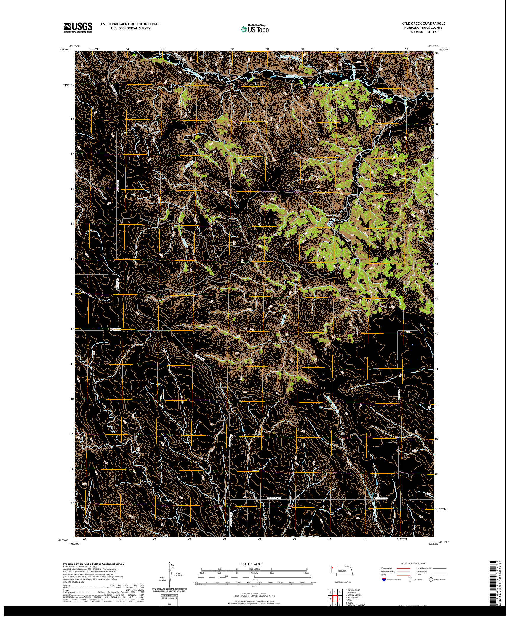 USGS US TOPO 7.5-MINUTE MAP FOR KYLE CREEK, NE 2021