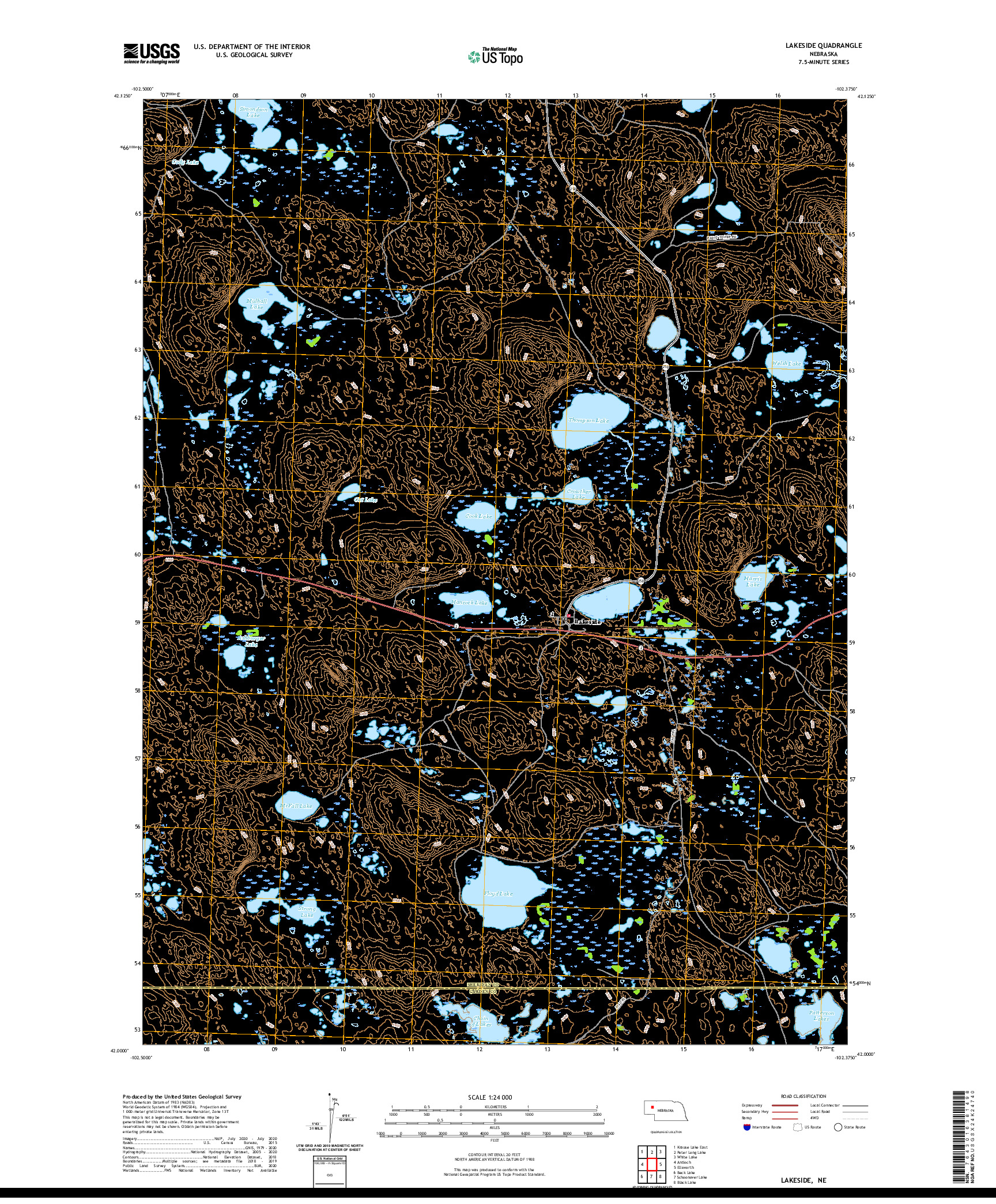 USGS US TOPO 7.5-MINUTE MAP FOR LAKESIDE, NE 2021