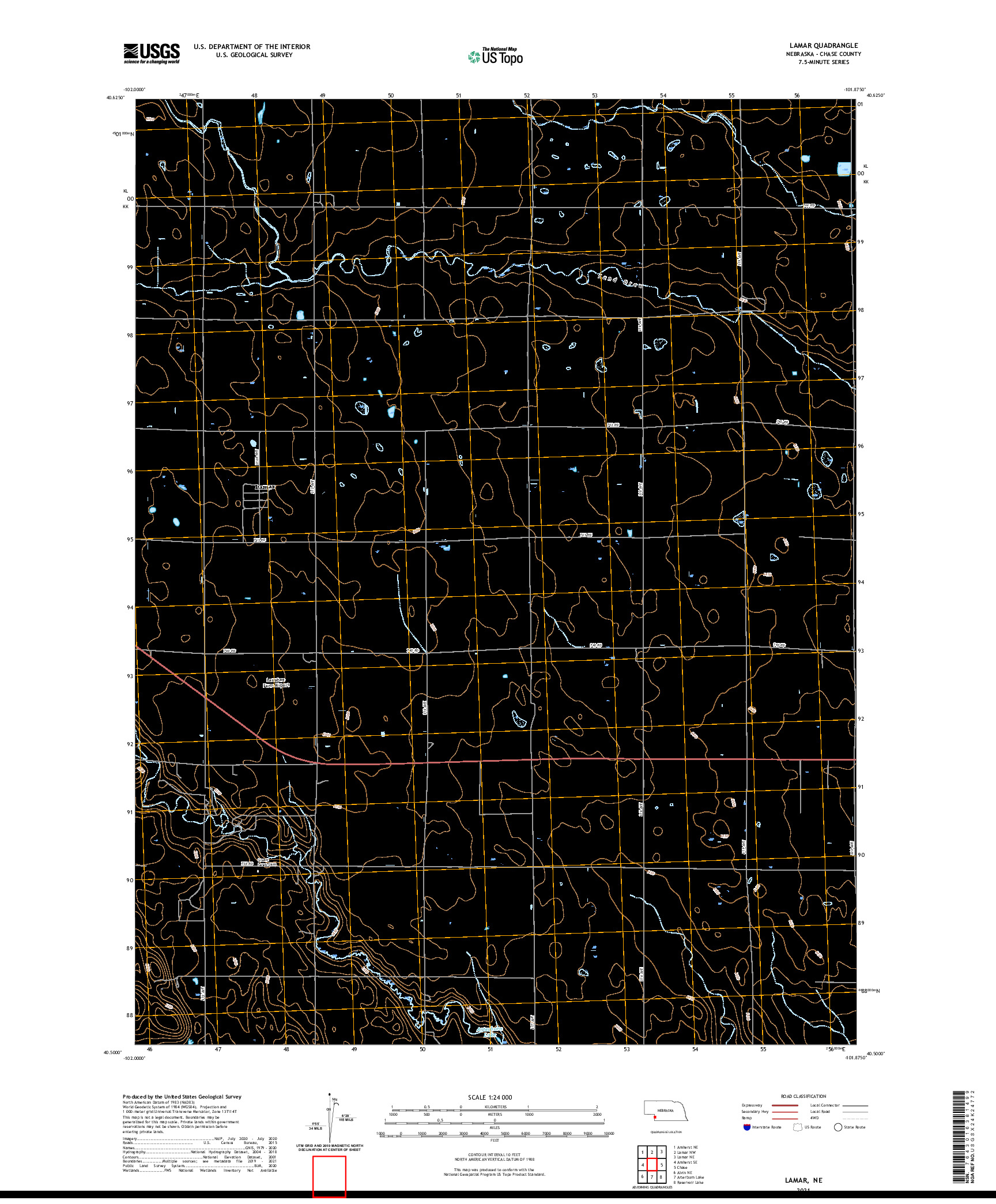 USGS US TOPO 7.5-MINUTE MAP FOR LAMAR, NE 2021