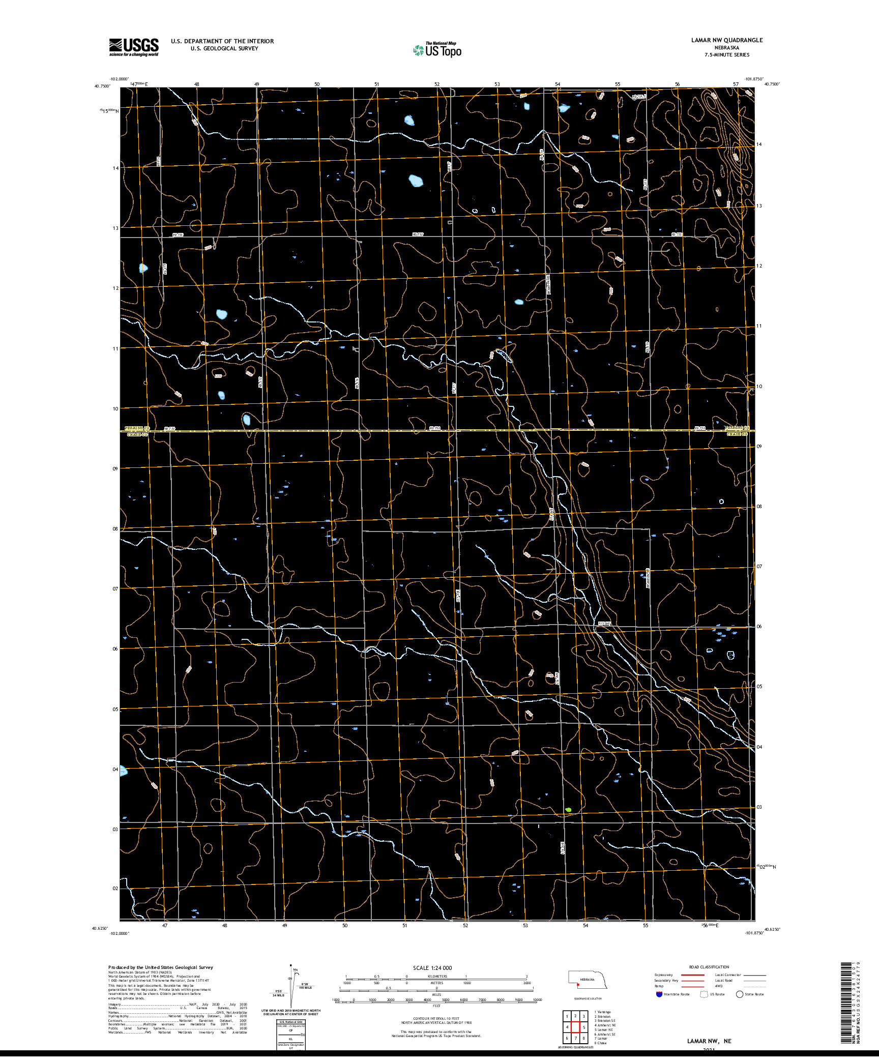 USGS US TOPO 7.5-MINUTE MAP FOR LAMAR NW, NE 2021