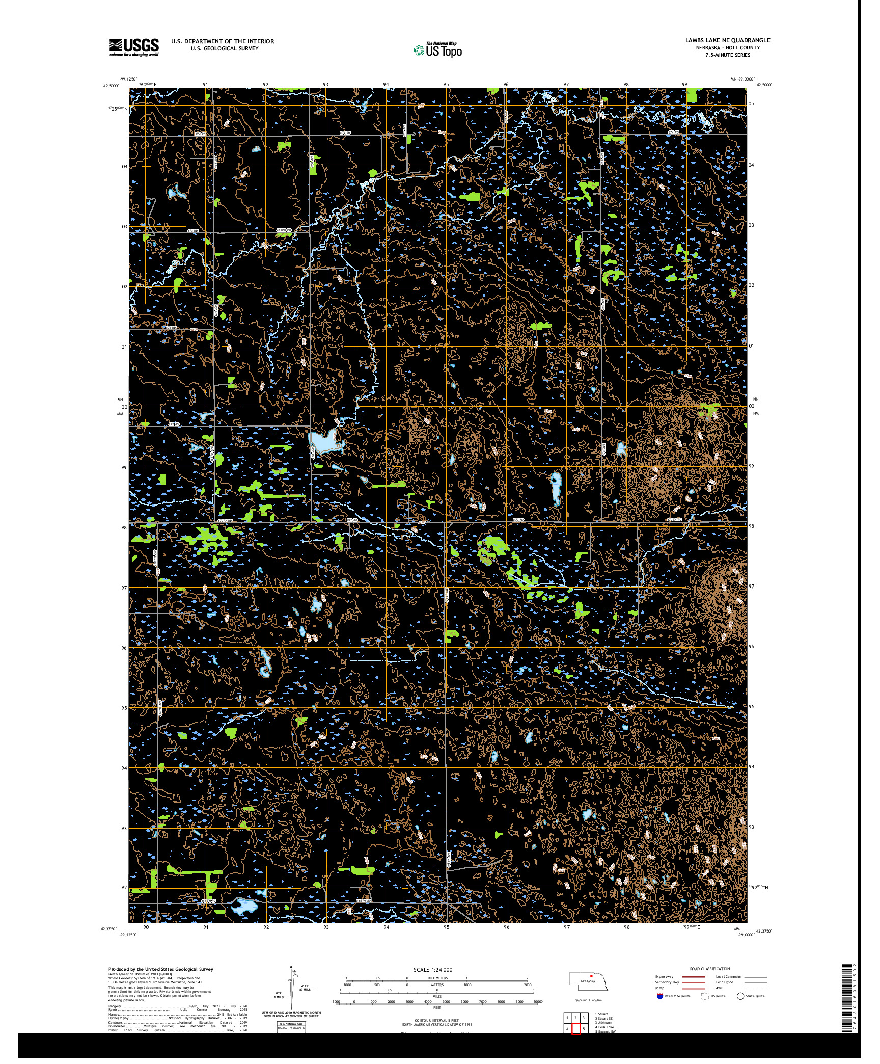 USGS US TOPO 7.5-MINUTE MAP FOR LAMBS LAKE NE, NE 2021