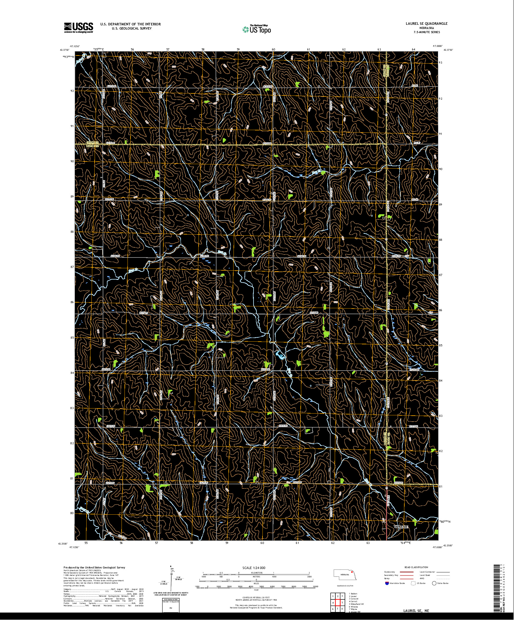 USGS US TOPO 7.5-MINUTE MAP FOR LAUREL SE, NE 2021