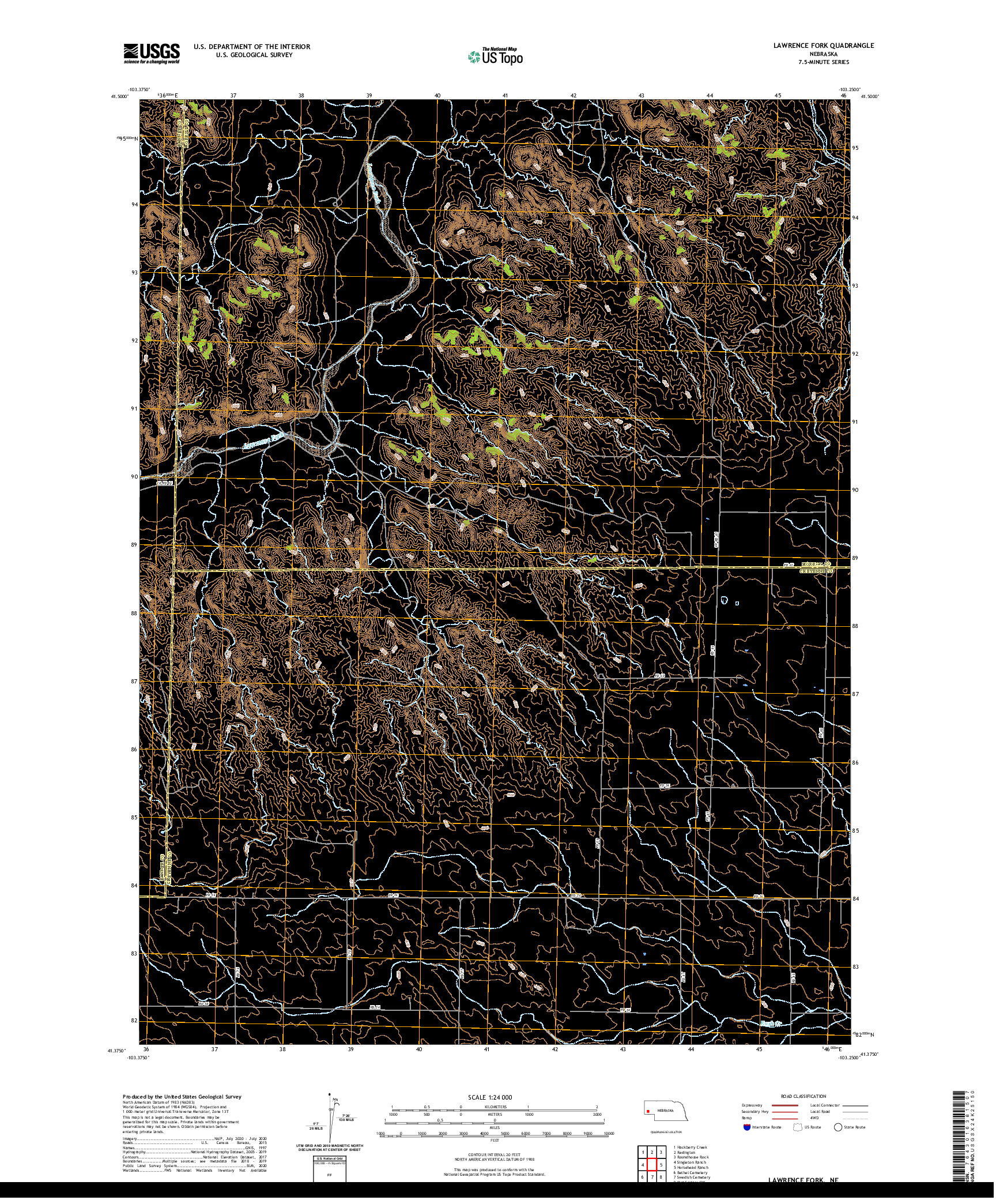 USGS US TOPO 7.5-MINUTE MAP FOR LAWRENCE FORK, NE 2021