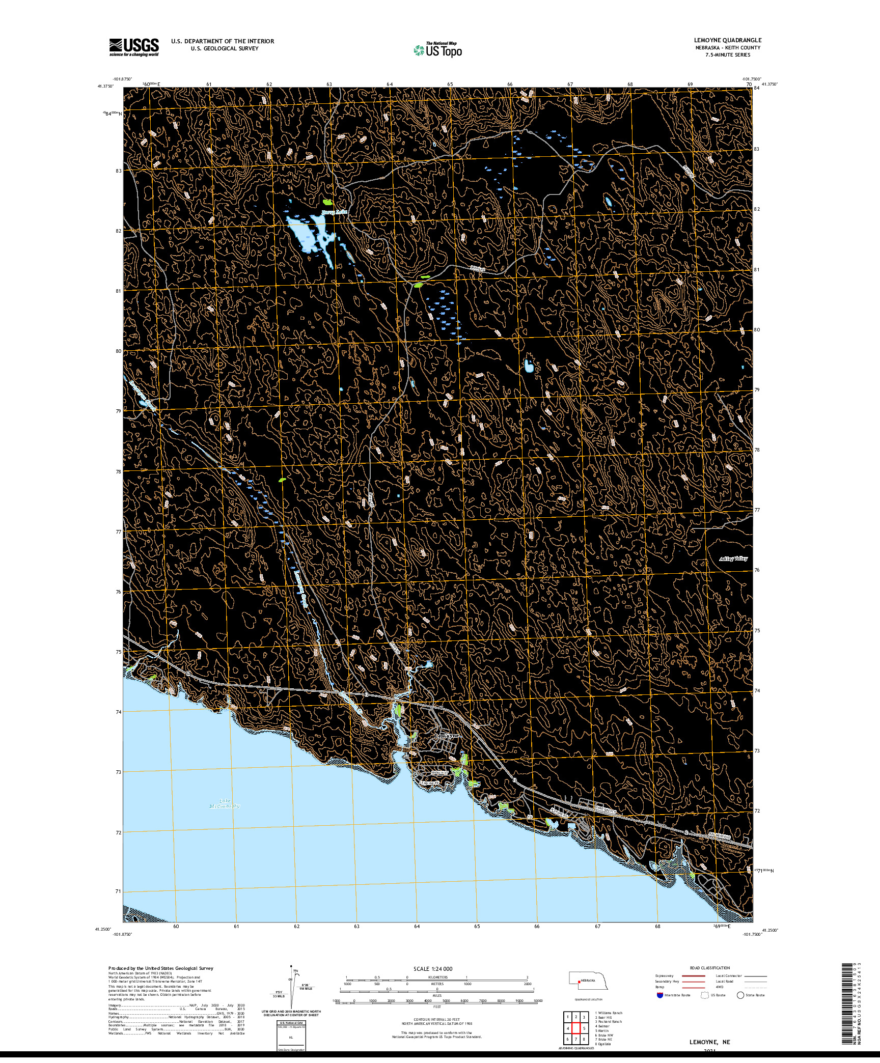USGS US TOPO 7.5-MINUTE MAP FOR LEMOYNE, NE 2021